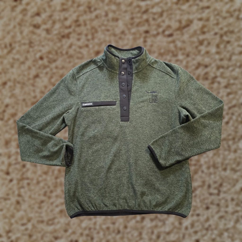 Layer 8 DRI DUCK Sweater Women Size M Green Fleece 1/4 Button Long Sleeve Pullover Mock Neck Casual Winter Fall Size M / US 6-8 / IT 42-44 - 1 Thumbnail