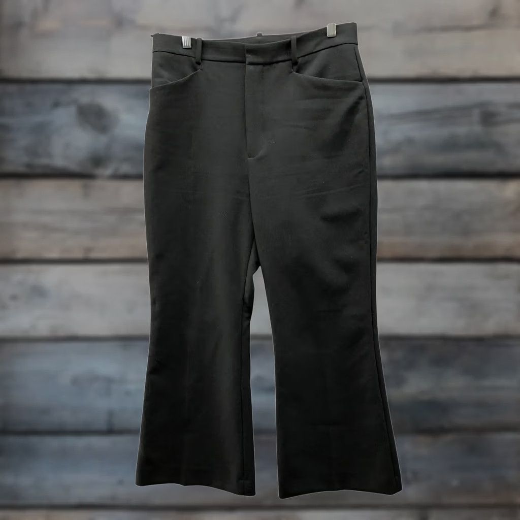 Zara Zara High Waisted Crop Flare Dress Pants Womens L Black Ankle Stretch Flat Front Size 36" / US 14 / IT 50 - 1 Thumbnail