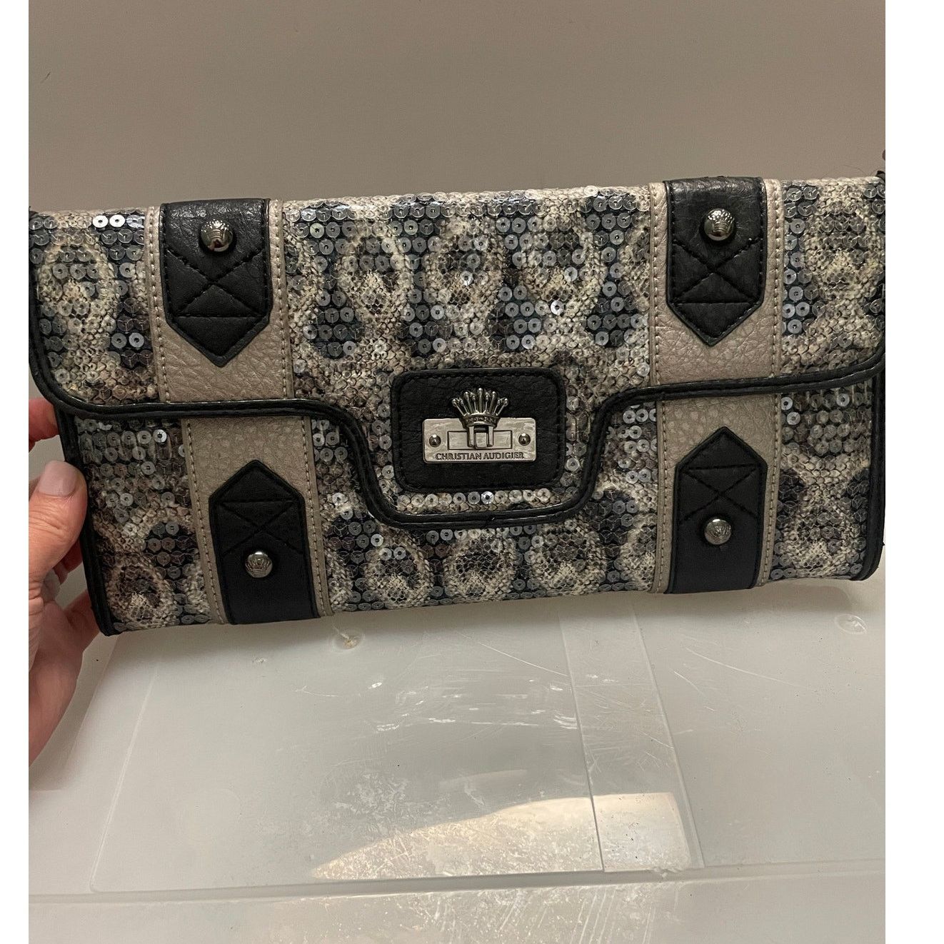 Christian Audigier Christian Audigier Snake Clutch Magnetic Close Python Purse Size ONE SIZE - 1 Thumbnail