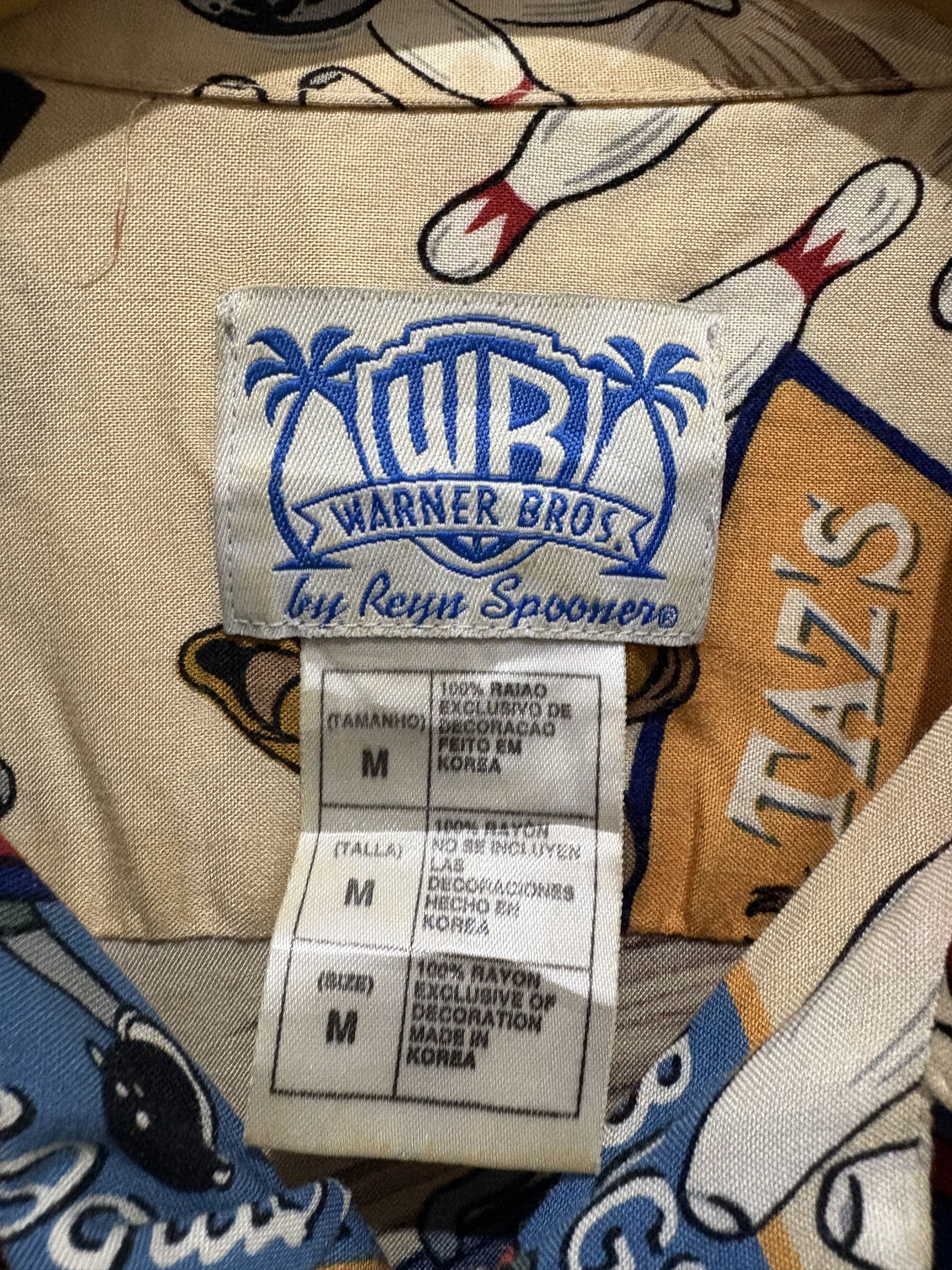 Warner Bros Vtg 90's REYN SPOONER X WARNER BROS BOWLING BUTTON UP SHIRT Size US M / EU 48-50 / 2 - 3 Thumbnail