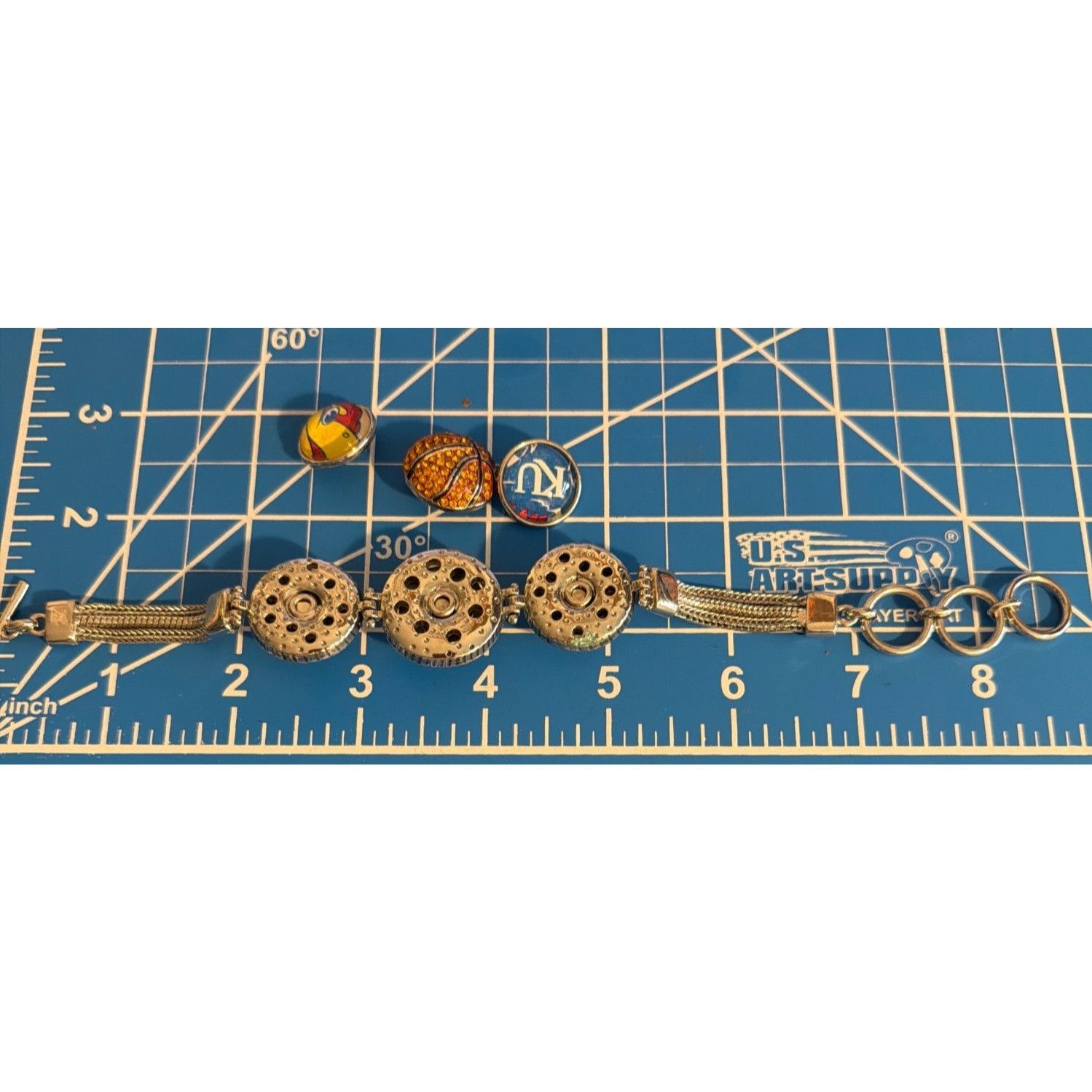 Other Silver Tone Snap Charm Bracelet Kansas City Royals Baseball Size ONE SIZE - 3 Thumbnail