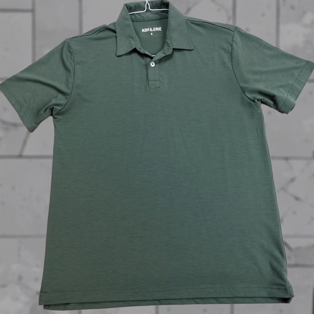 ASH Ash & Erie Polo Shirt Mens S Green Solid Performance Short Sleeve Collared Button Casual Golf Spring Summer Fall 90s? Size US S / EU 44-46 / 1 - 1 Thumbnail