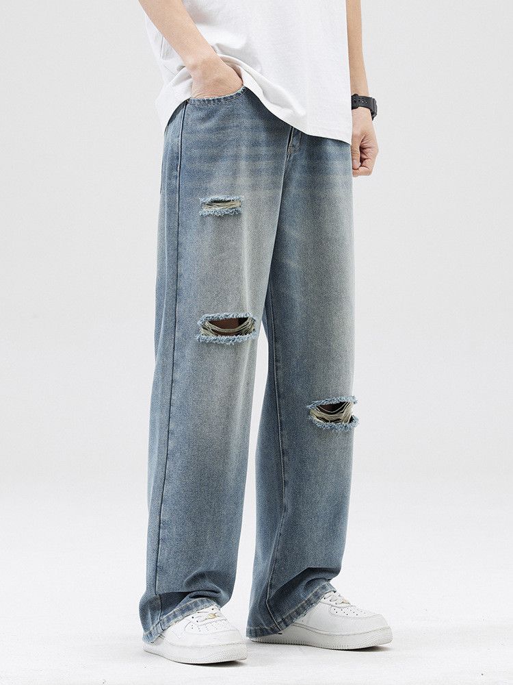 Vintage Men's Straight Loose-Fit Oversized Distressed Jeans Size US 32 / EU 48 - 2 Thumbnail