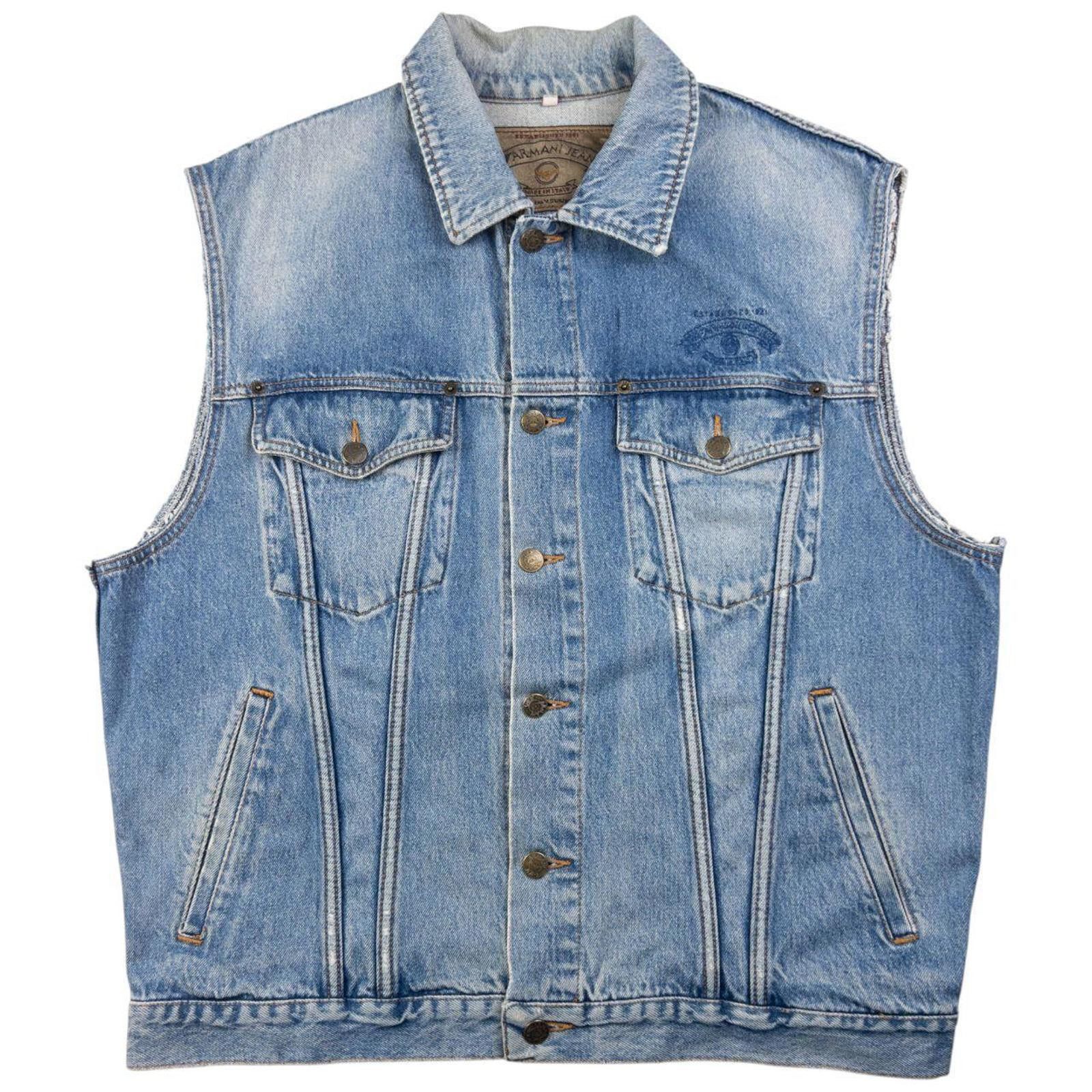 Other Vintage Armani Jeans Button Up Denim Vest Jacket Size M Size US M / EU 48-50 / 2 - 1 Thumbnail