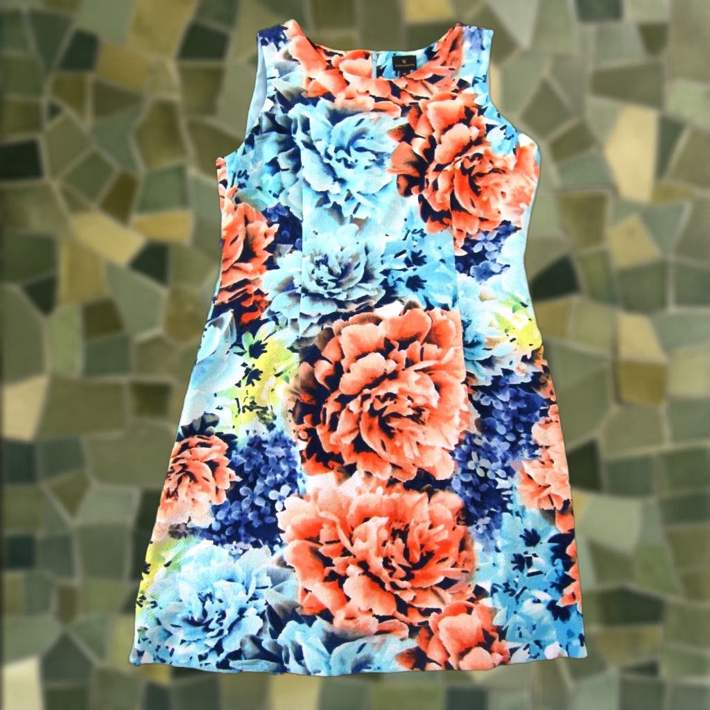 Worthington Worthington Dress Sleeveless Shift Tank Dress 16 Pink Floral Stretch Knee Length Sleeveless Shift Womens 16 Clothing Size XXL / US 16-18 / IT 52-54 - 1 Thumbnail