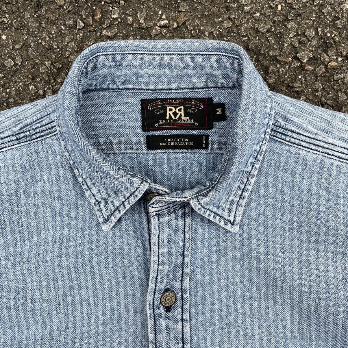 RRL Ralph Lauren RARE‼️ Vintage 90s RRL HBT Denim Workshirt Western Workwear Size US M / EU 48-50 / 2 - 1 Thumbnail