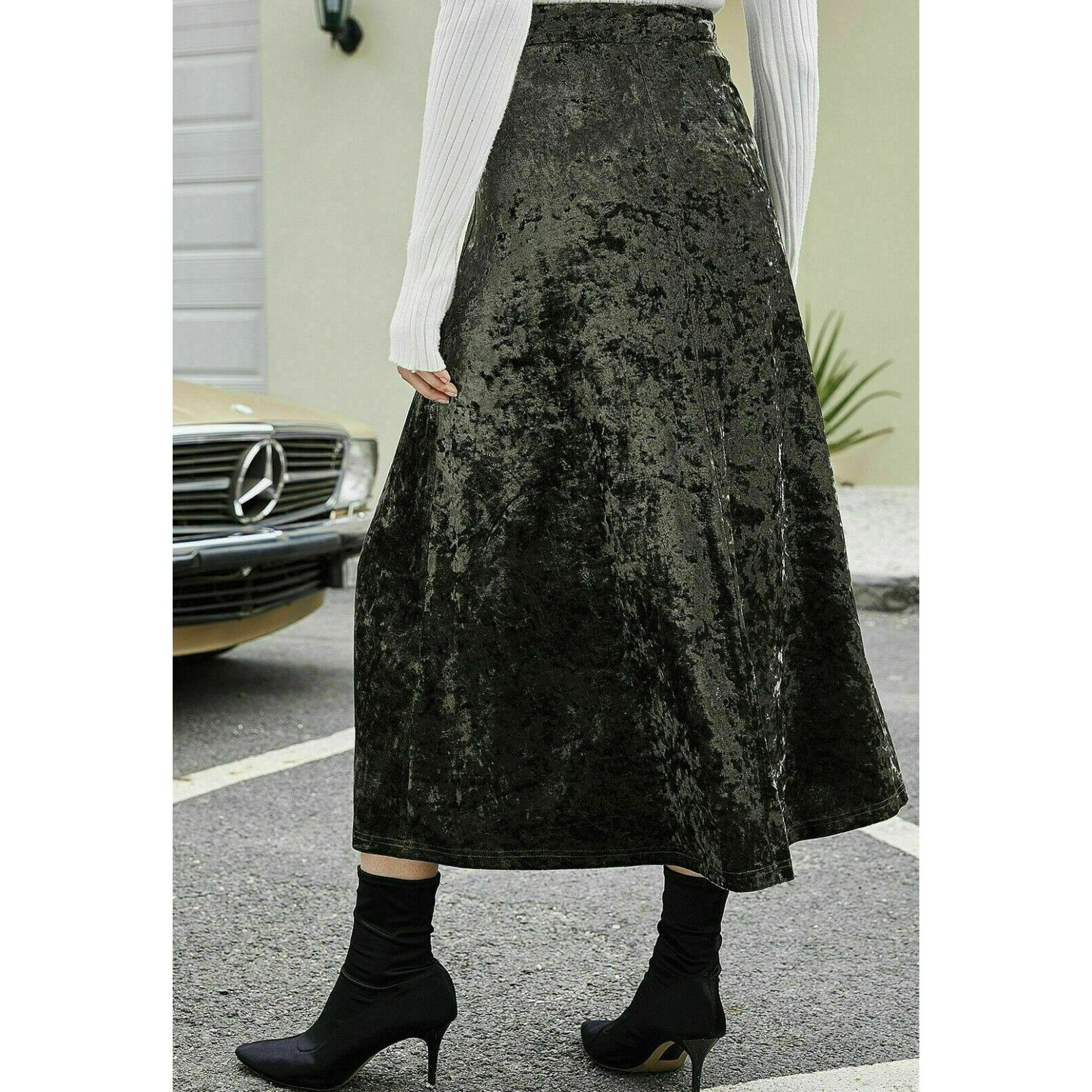 Zara Zara green khaki velvet midi slip skirt size medium NWT Size 28" / US 6 / IT 42 - 2 Thumbnail