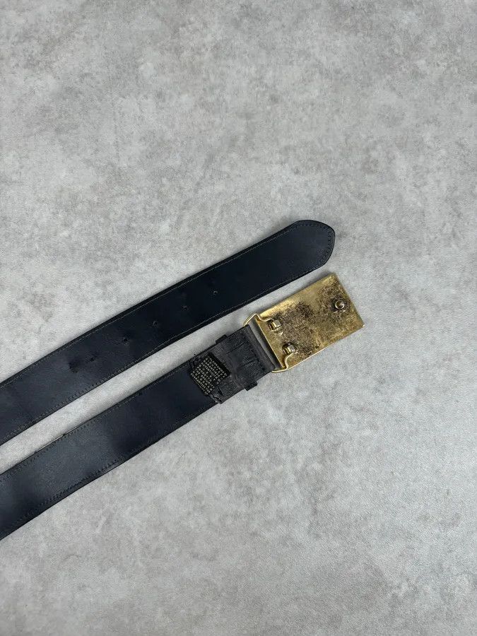 Just Cavalli Cavalli Black Leather Golden Buckle Dirt Effect Belt Size ONE SIZE - 5 Thumbnail