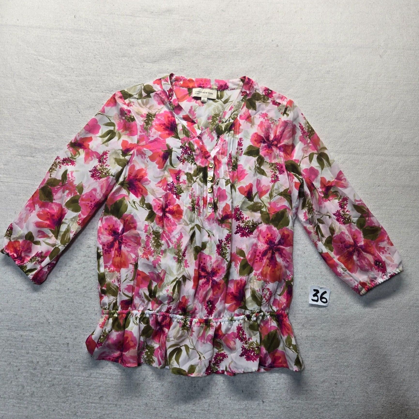 Jones New York JONES NEW YORK Floral Bell Sleeve Blouse Top Women's Large Multicolor Size L / US 10 / IT 46 - 2 Thumbnail