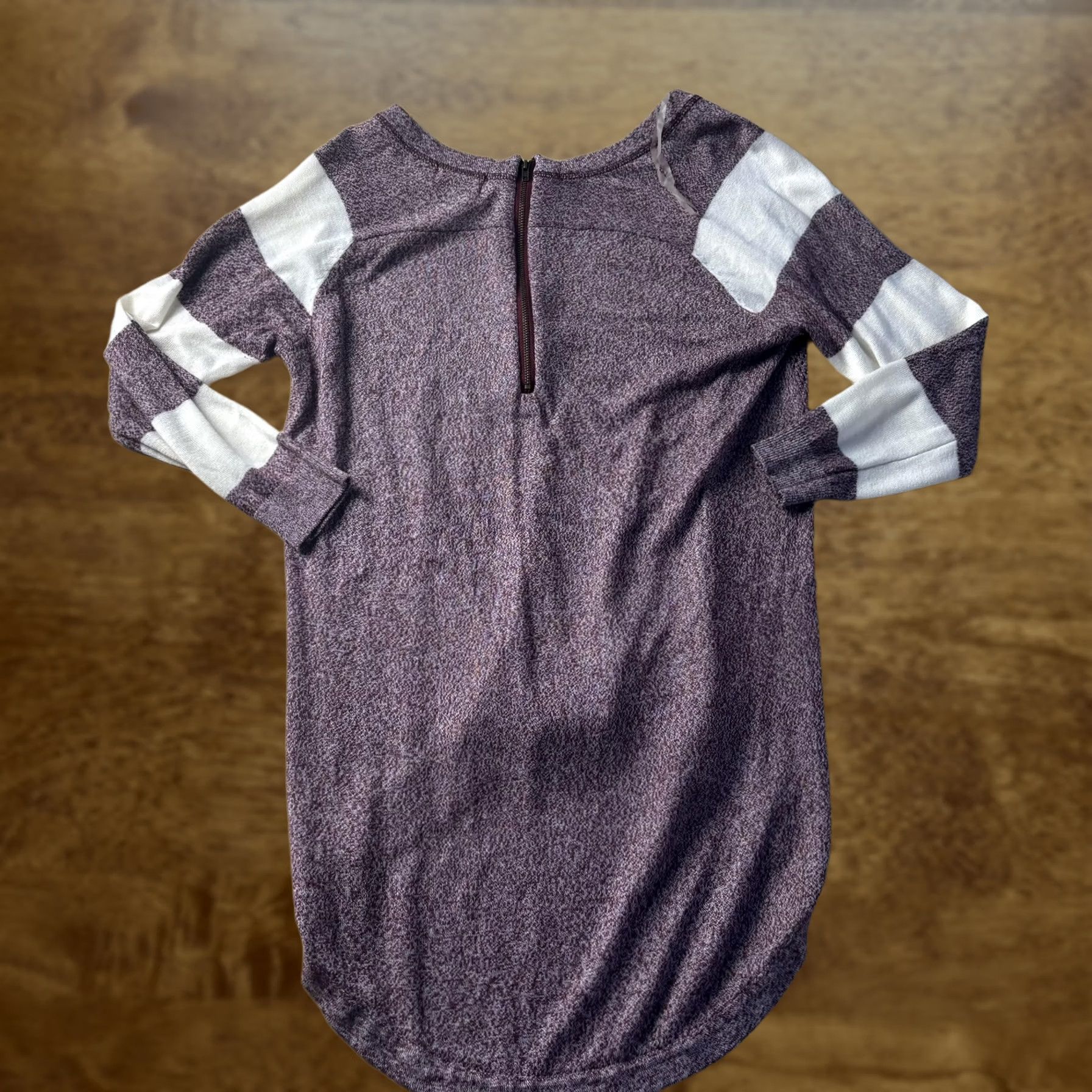 Vintage Womens Sweater Shirt Purple Striped Crew Neck 1/4 Zip Long Raglan Sleeve Tunic Medium Size M / US 6-8 / IT 42-44 - 1 Thumbnail