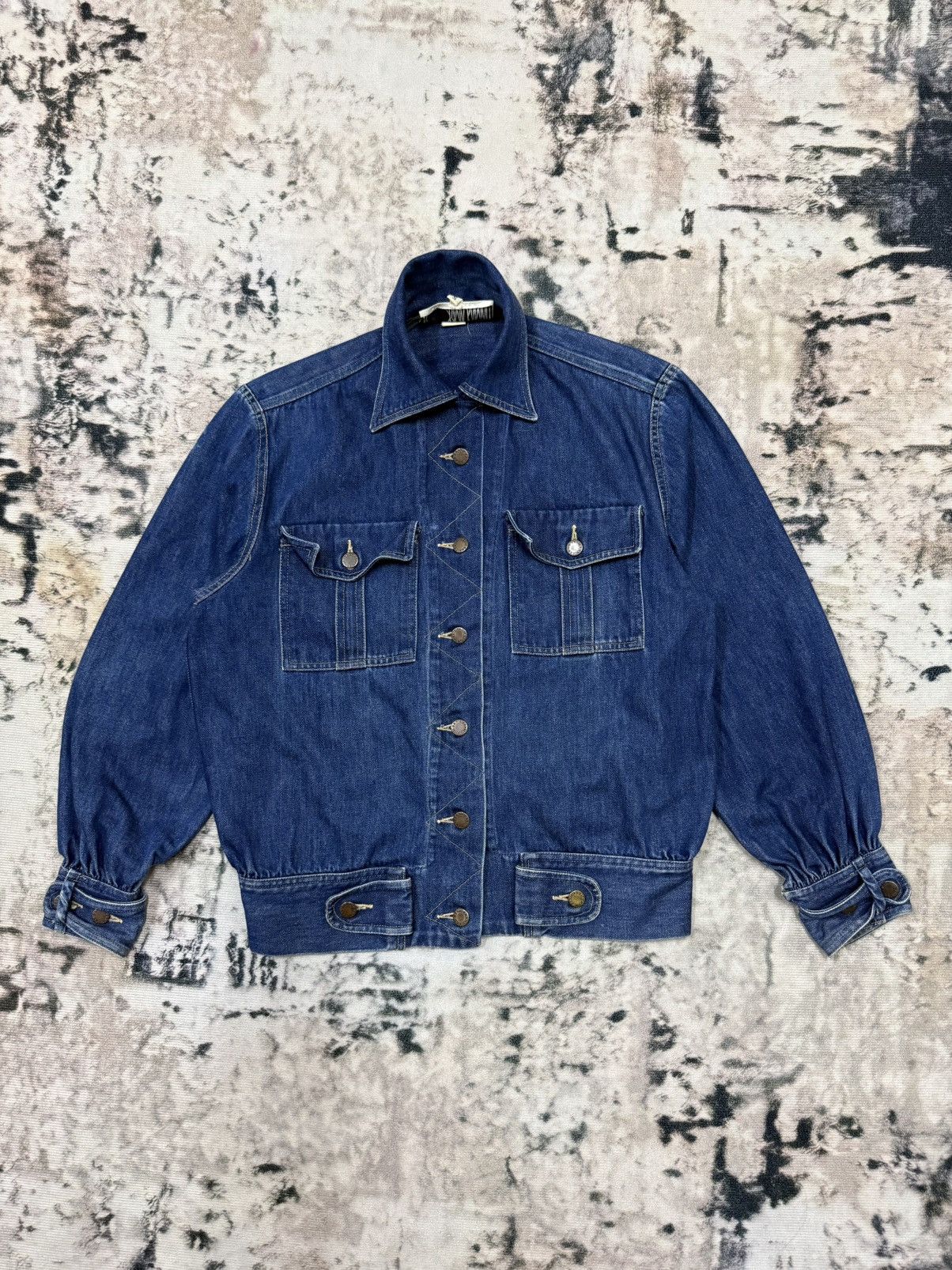Japanese Brand × Norma Kamali × Vintage Norma Kamali Denim Bomber Jacket Size S / US 4 / IT 40 - 3 Thumbnail