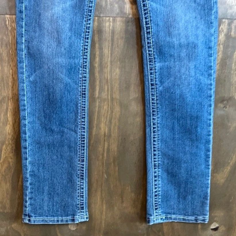 True Religion True Religion Jeans Womens Blue Low Rise Straight Leg Embroidered 100% Cotton 29 Size 29" - 3 Thumbnail