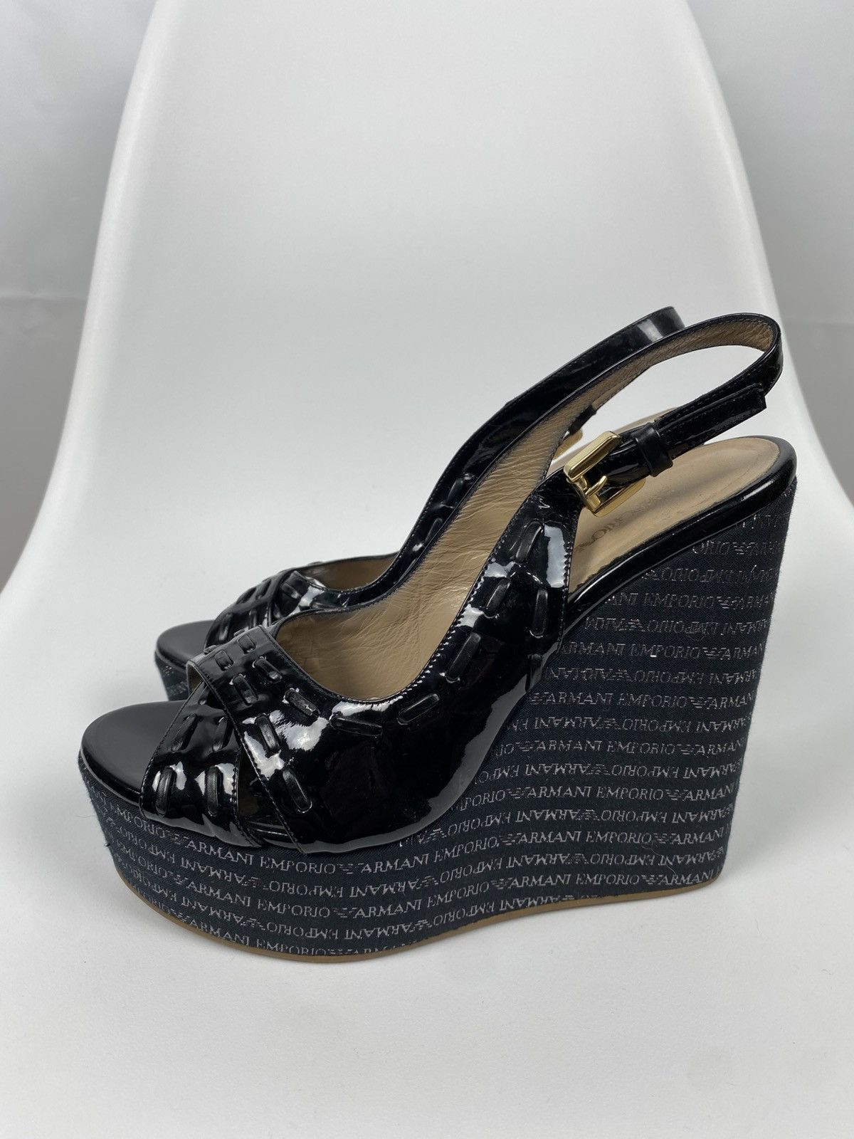 Emporio Armani Emporio Armani Platform Sandals Patent Leather size 39.5 Size US 9.5 / IT 39.5 - 3 Thumbnail