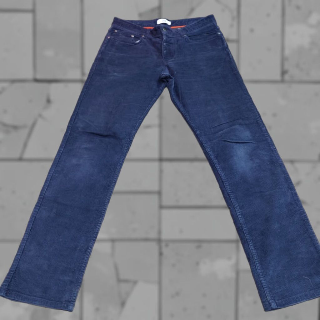 Vintage Spoke Pants 32 x 30 Blue Navy Corduroy Solid Cotton Elastane Made in Portugal Pants Men 32 Inseam 30 Regular Front Flat Chino Navy Blue Size US 32 / EU 48 - 1 Thumbnail
