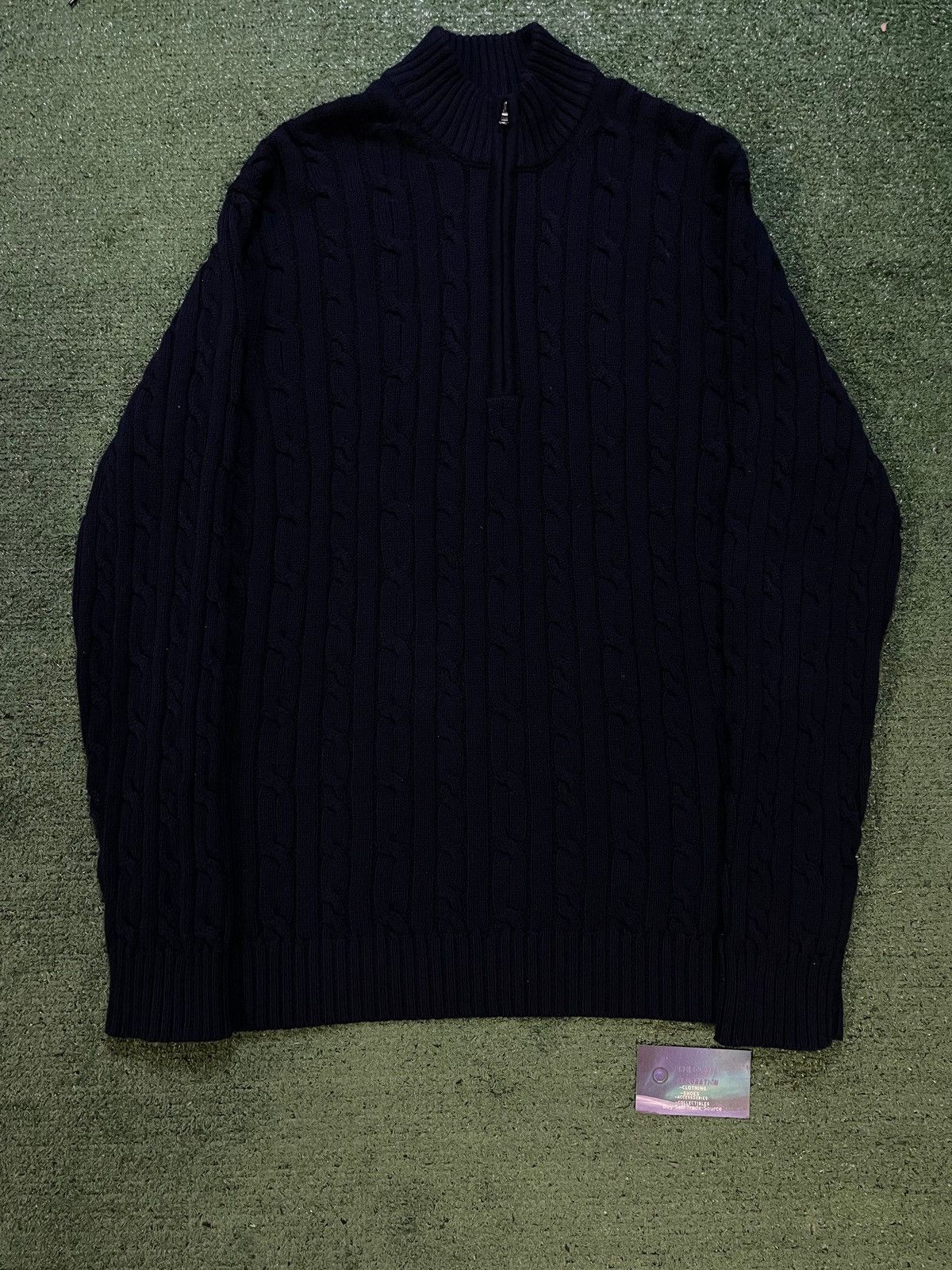 Izod Vintage IZOD cable knit navy quarter zip Size US XL / EU 56 / 4 - 1 Thumbnail