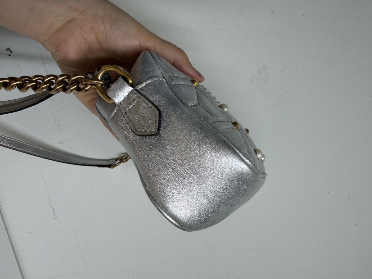 Gucci Gucci GG Marmont Pearl Crossbody Silver Matelasse Chain Bag Size ONE SIZE - 6 Thumbnail