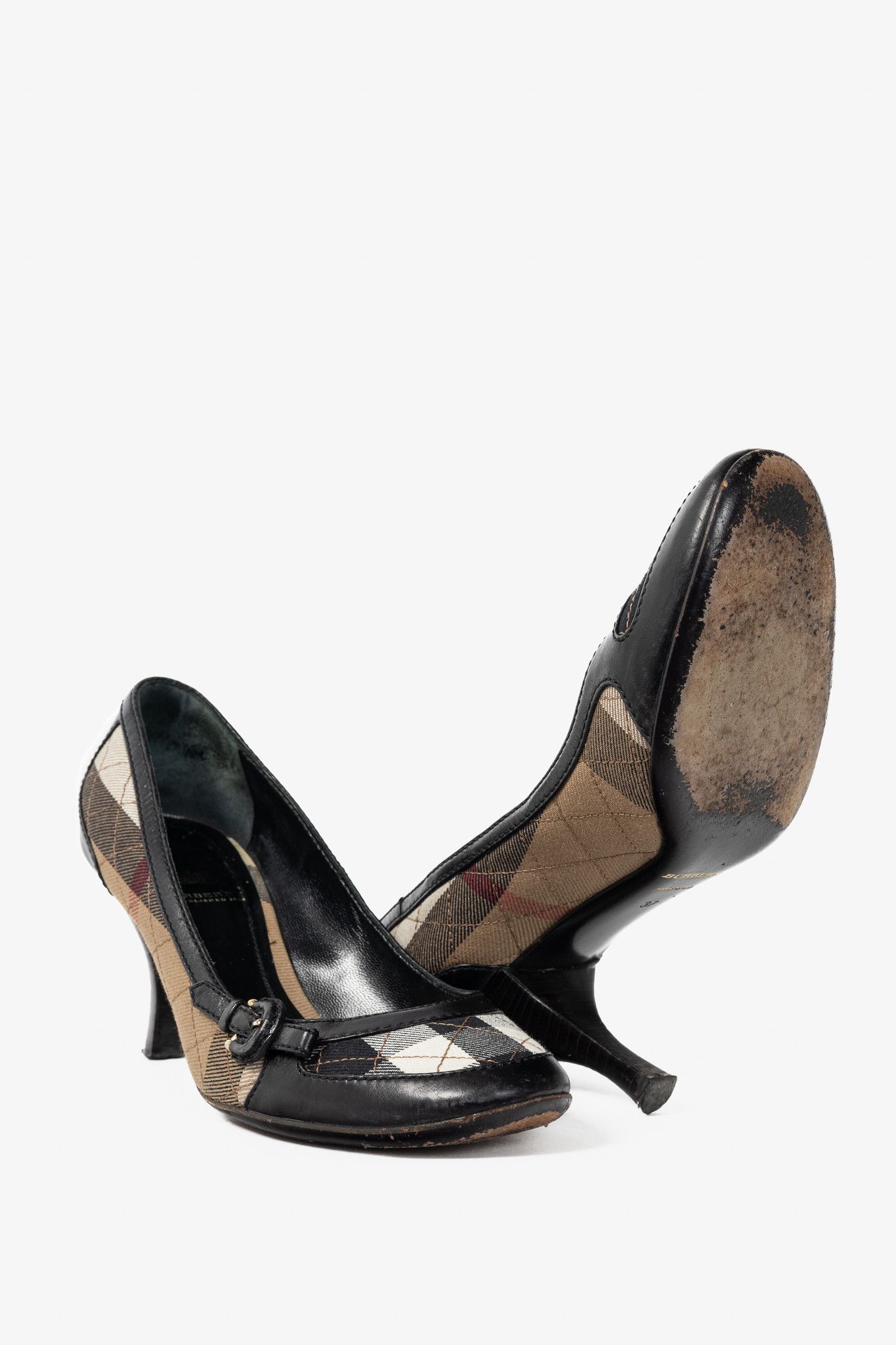 Burberry Burberry House Check & Leather Buckle Pumps Size US 6.5 / IT 36.5 - 4 Thumbnail