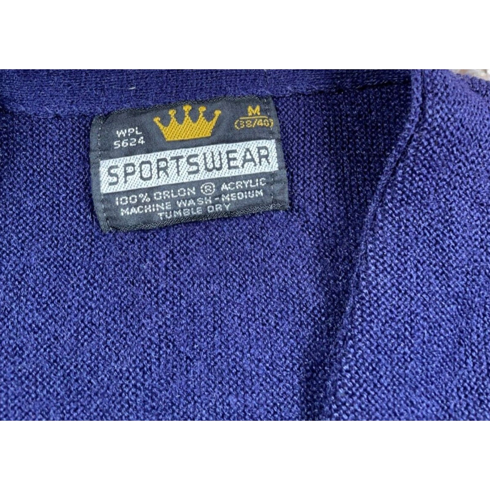 Vintage VINTAGE King Sportswear Cardigan Sweater Adult Medium Dark Blue Acrylic 80s Casual Mens Size US M / EU 48-50 / 2 - 4 Thumbnail