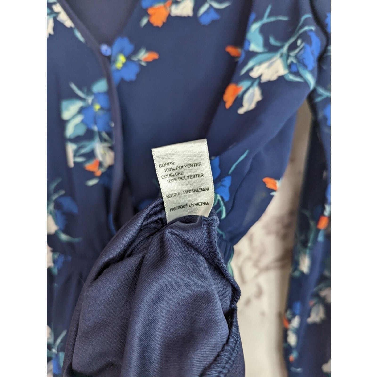 Nordstrom ASTR Romper Women Medium Long Sleeve Blue Floral Jumpsuit Size 32" / US 10 / IT 46 - 7 Thumbnail
