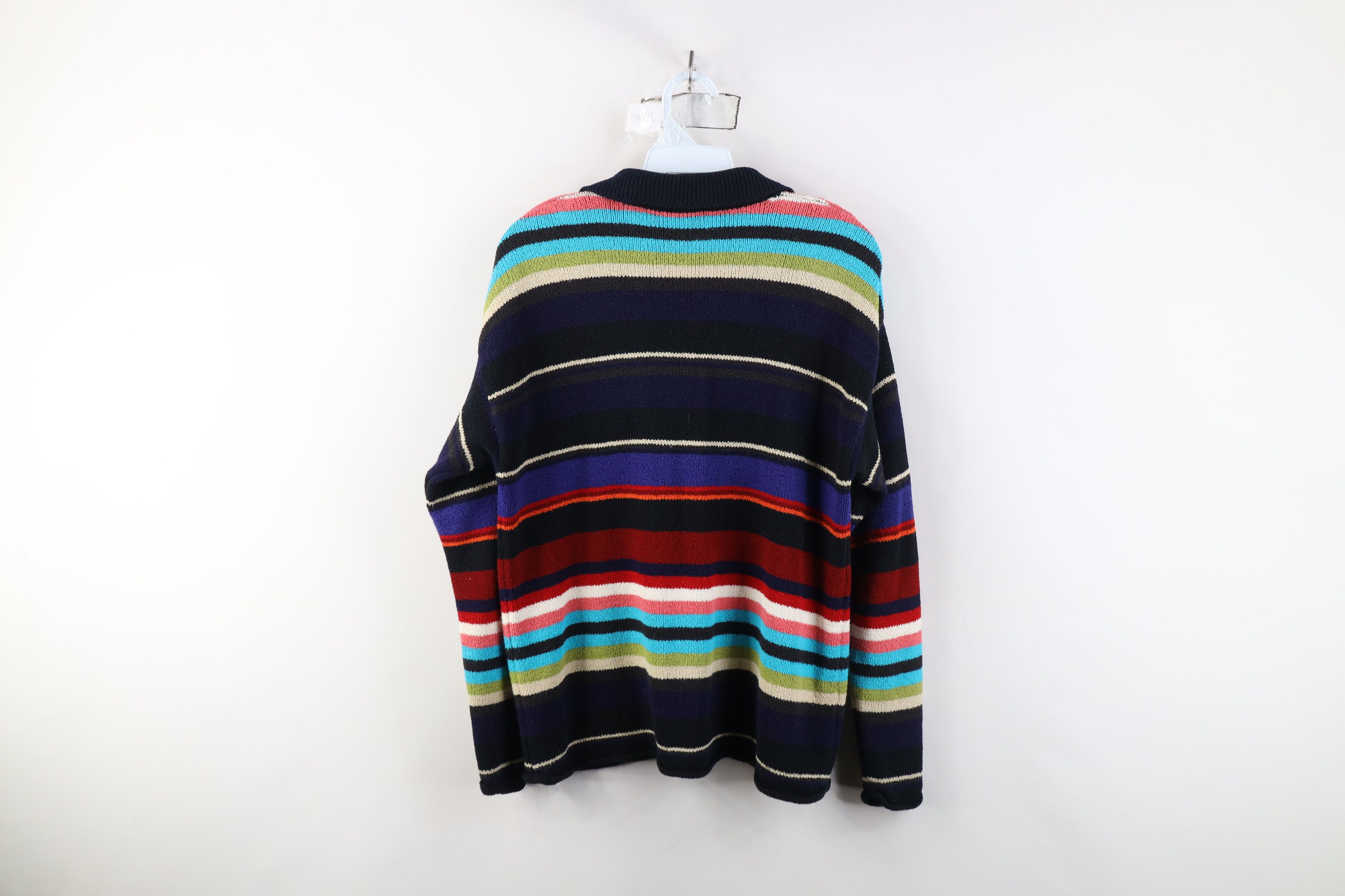 Express Vintage 90s Express Striped Marled Knit Collared Sweater Size M / US 6-8 / IT 42-44 - 9 Thumbnail