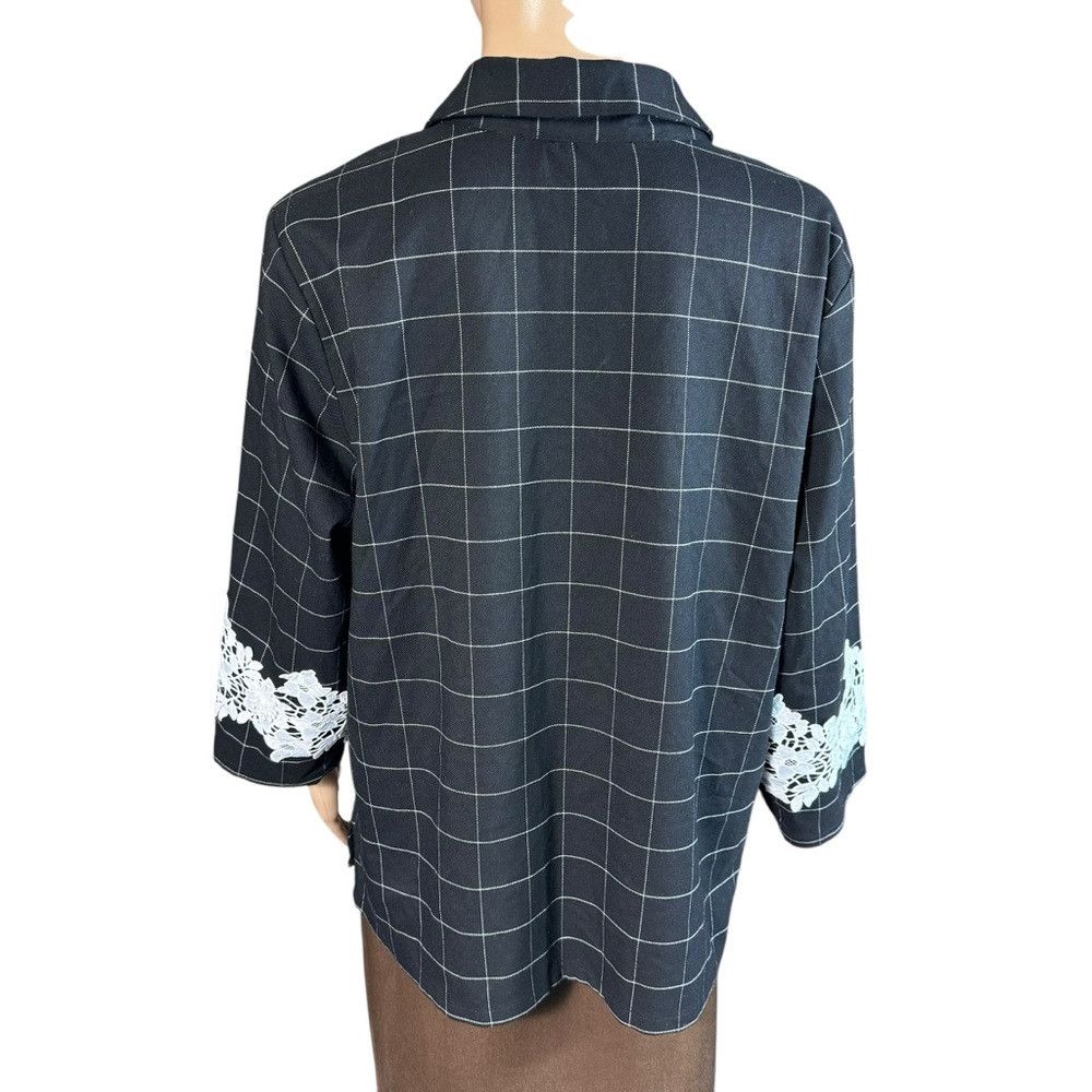 Linea Linea by Louis Dell'Olio Windowpane Jacket with Lace Appliq Size XL / US 12-14 / IT 48-50 - 5 Thumbnail