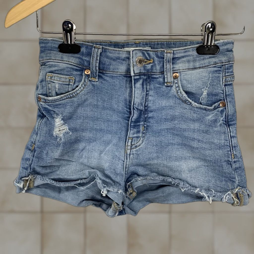 H&M VINTAGE H&M Women's Denim Shorts Cut-Off High Rise 5-Pocket Blue Raw Hem Casual Size 26" / US 2 / IT 38 - 1 Thumbnail