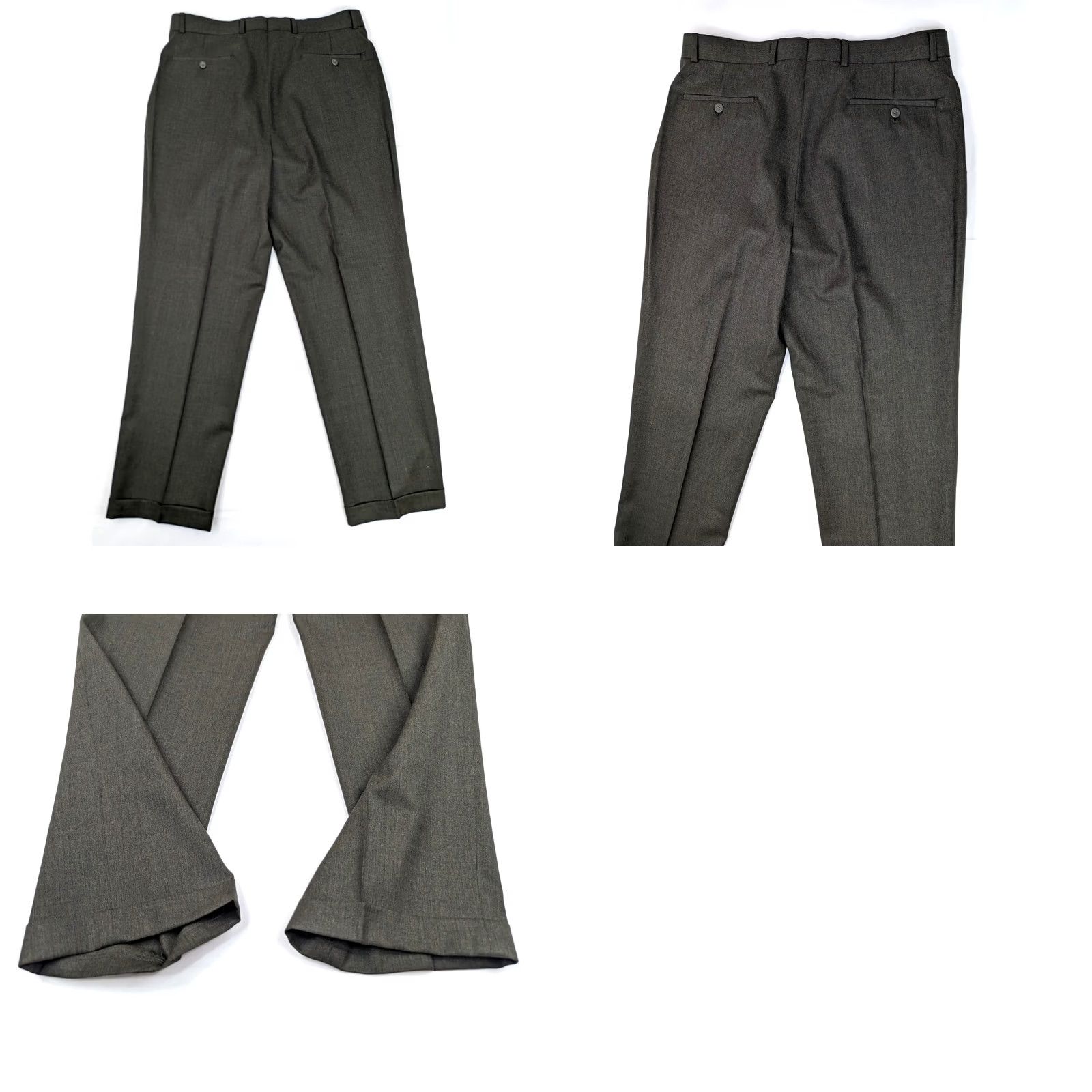 Vintage Louis Raphael Wool Pleated Hem Cuff Pants Men 36x30 Olive Green EUC Dress Pants Straight Fit 36 Mens Wool Dress Pants Size US 36 / EU 52 - 8 Thumbnail