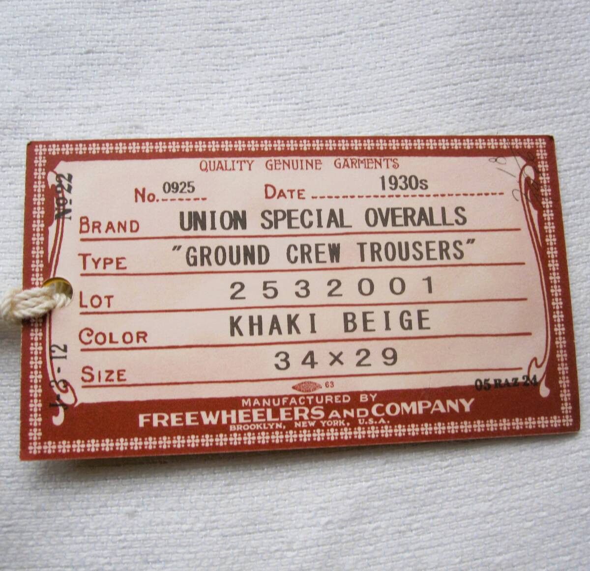 Freewheelers “GROUND CREW TROUSERS” Size US 34 / EU 50 - 3 Thumbnail