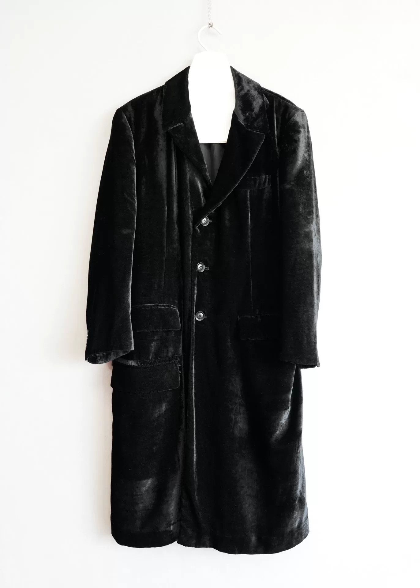 yohji yamamoto black velvet dr.jkt coat