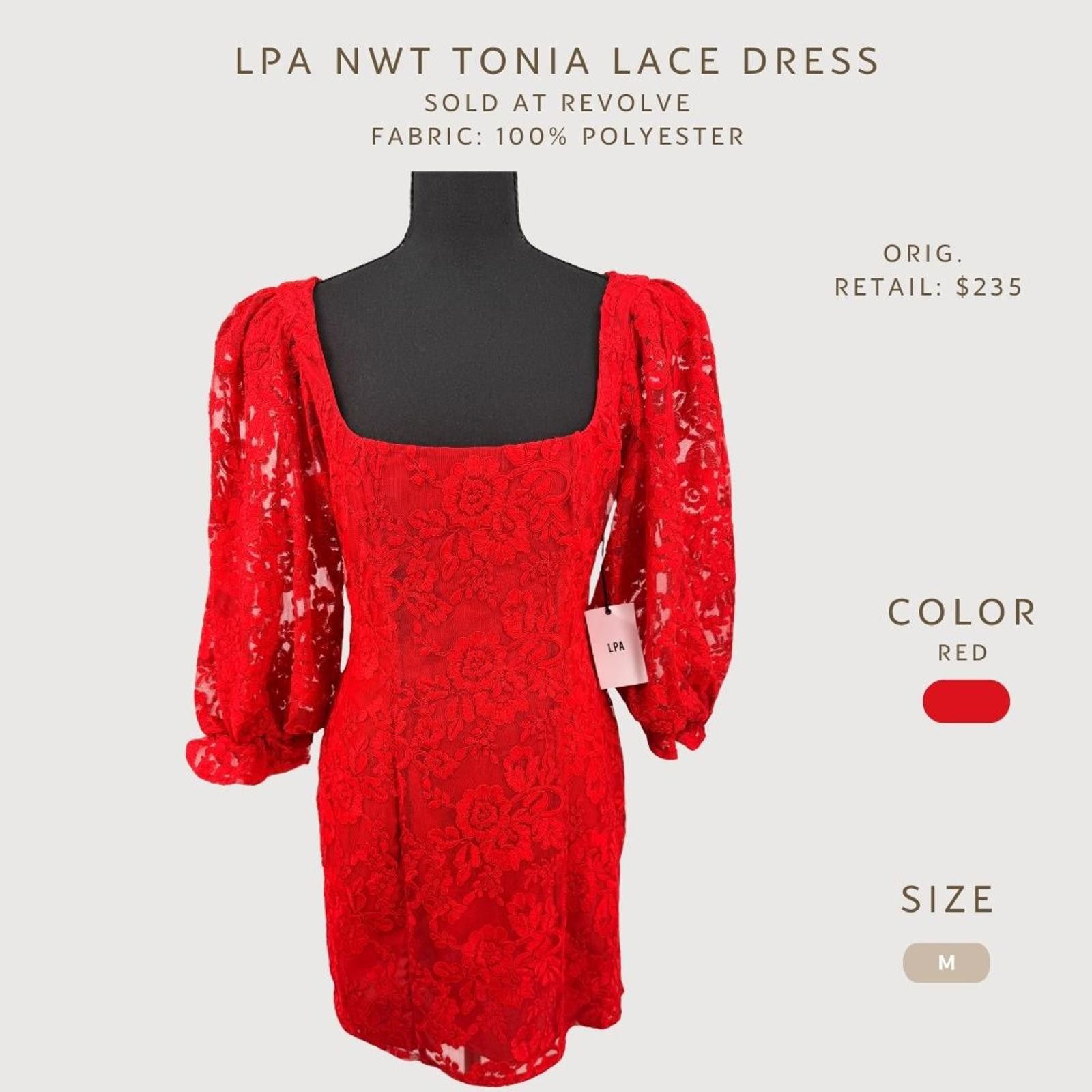 Other LPA NWT Tonia Lace Mini Dress Red Long Sleeve Size M Size M / US 6-8 / IT 42-44 - 2 Thumbnail