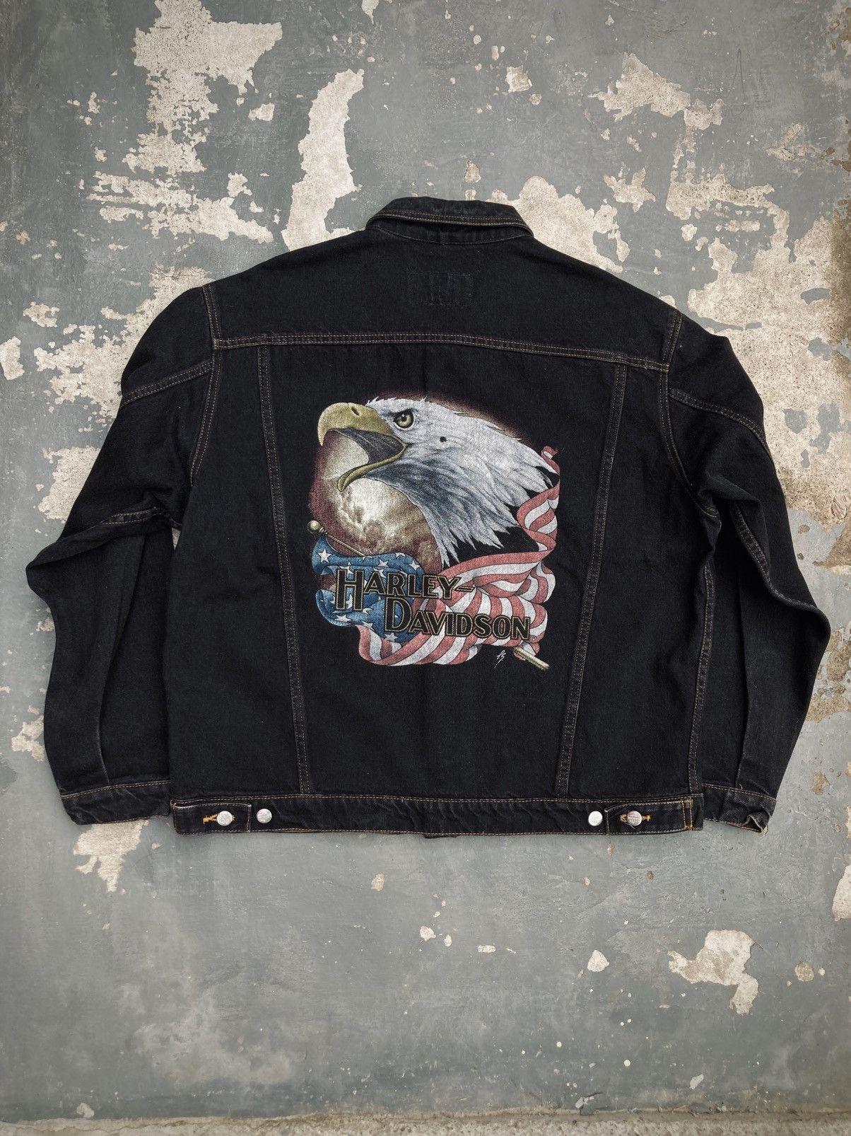 Harley Davidson Vintage Harley Davidson Denim Trucker Jacket Size US XL / EU 56 / 4 - 1 Thumbnail
