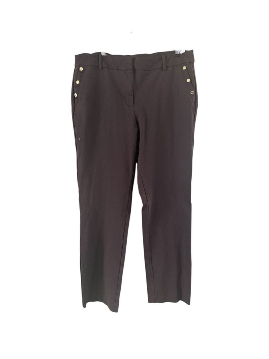 Anne Klein Women's Anne Klein Brown Trousers with Gold Buttons Size 10 Size 32" / US 10 / IT 46 - 10 Thumbnail