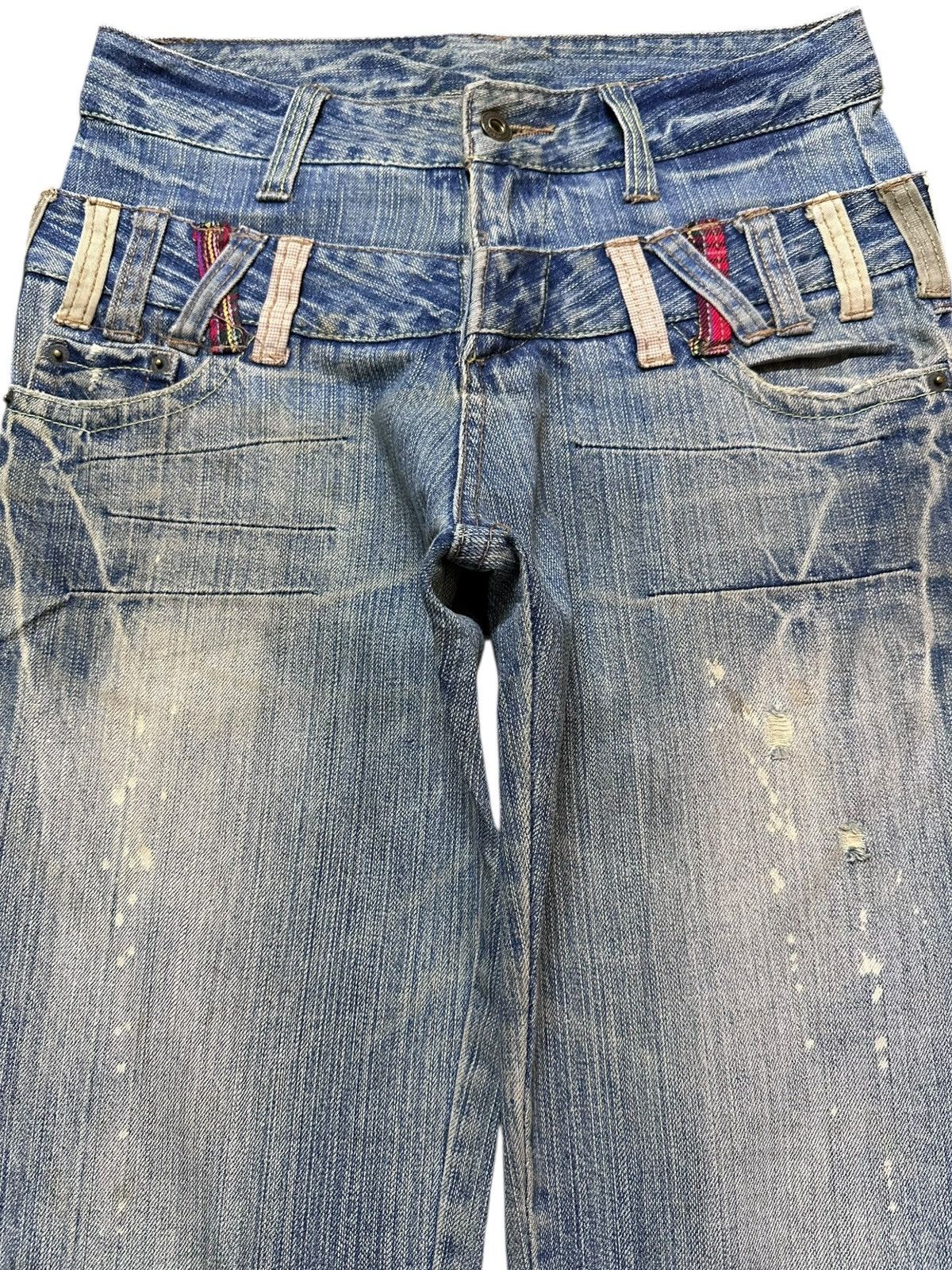 Japanese Brand Vintage Japanese Brand Double Waist Faded Grunge Denim Size US 30 / EU 46 - 2 Thumbnail