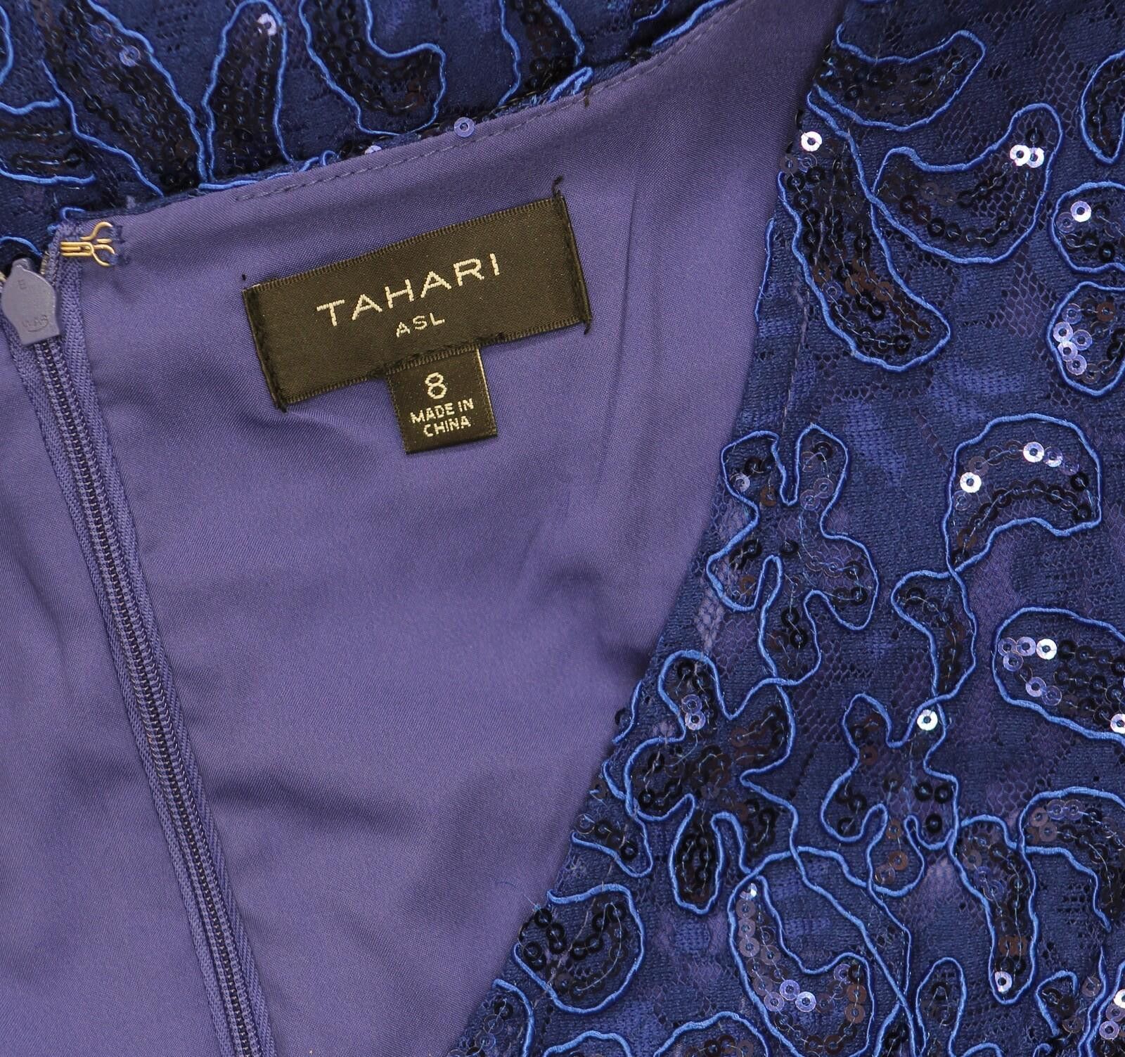 Other Nwt Tahari Asl Embroidered Gown Dress Deep Royal Blue 8 Size M / US 6-8 / IT 42-44 - 5 Thumbnail
