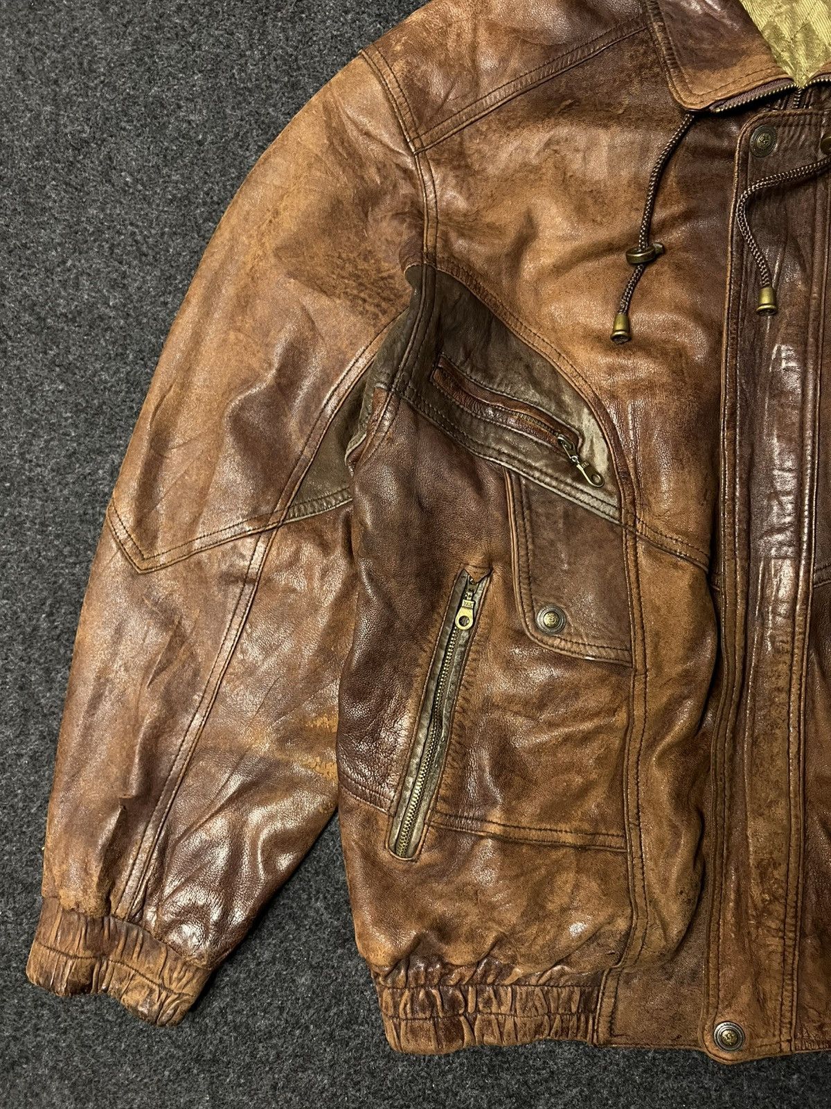 Other Vtg 80s Original leather Aviator Flight Bomber Jacket Rare L Size US L / EU 52-54 / 3 - 5 Thumbnail
