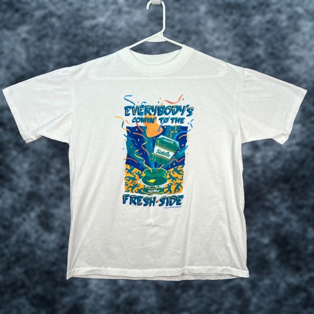 Vintage VINTAGE Silkworm 90s Salem Fresh-Side Graphic T-Shirt White Mens XL USA Shirt Short Sleeve Crew Neck 90s Theme Mens Size US XL / EU 56 / 4 - 1 Thumbnail