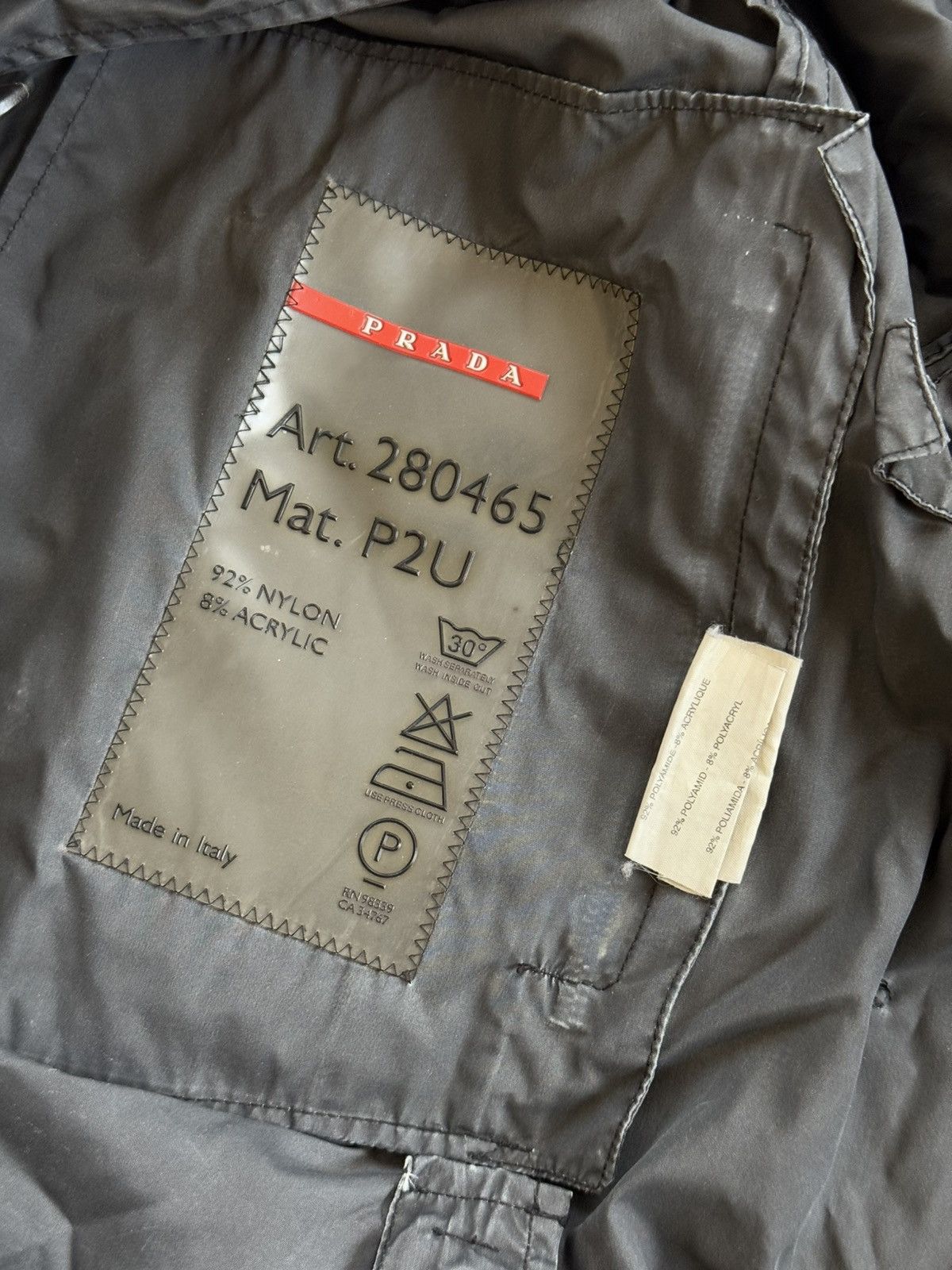 Designer × Prada × Vintage Prada 42size Wmns graphite trench coat jacket + belt vintage Size M / US 6-8 / IT 42-44 - 12 Thumbnail