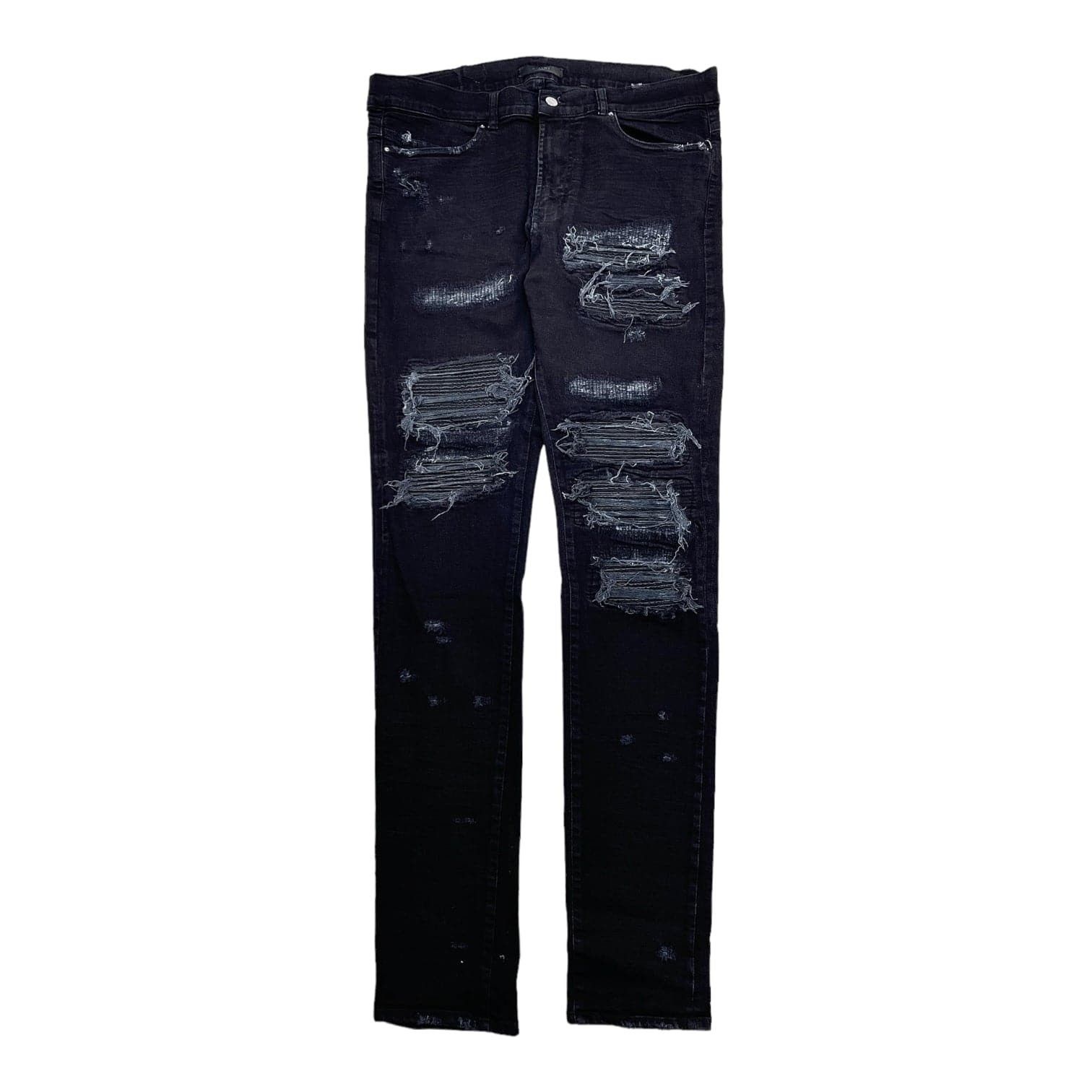 Image of Amiri Mx1 Leather Patchwork Jeans Black (2016), Men's (Size 36)