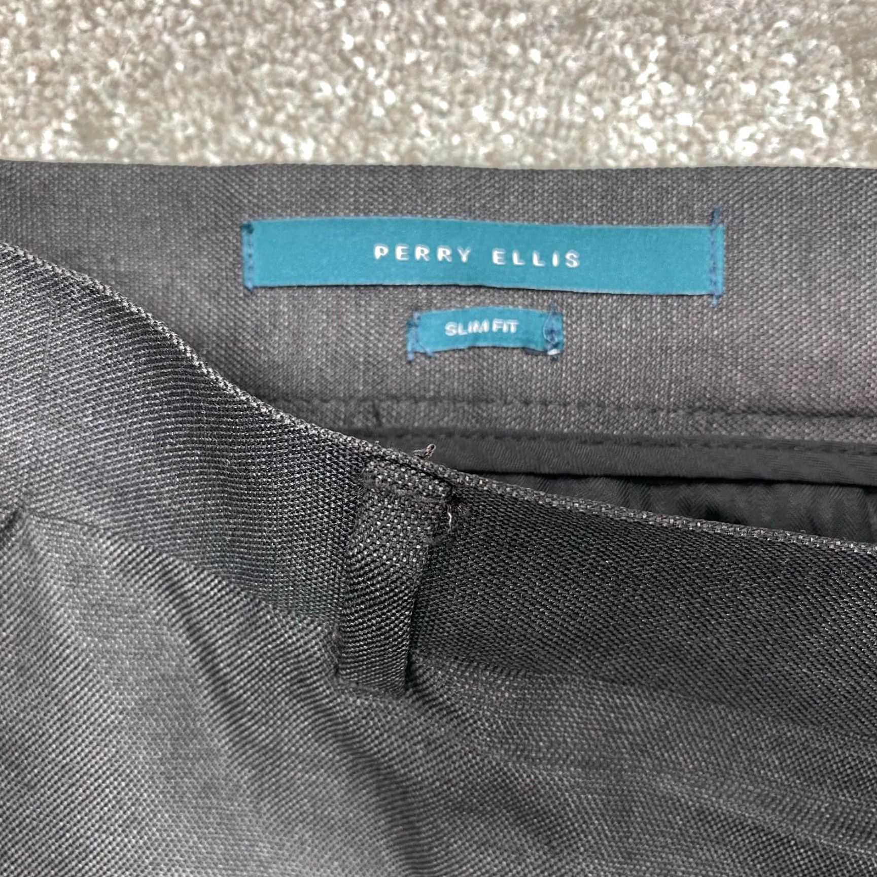 Perry Ellis Perry Ellis Dress Pants Men 38x32 Dark Gray Slim Fit Flat Front 7194 Dress Pants Mens Gray Solid 90s City Preppy Slimming Size US 38 / EU 54 - 4 Thumbnail