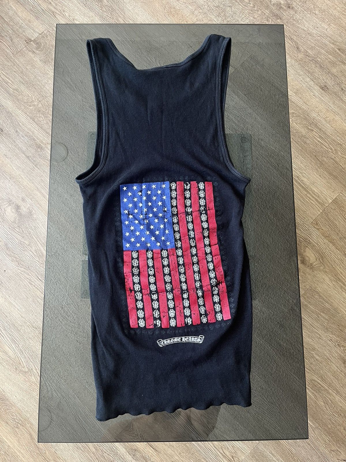image of Chrome Hearts Wife Beater in Black/White/Blue, Men's (Size XL)