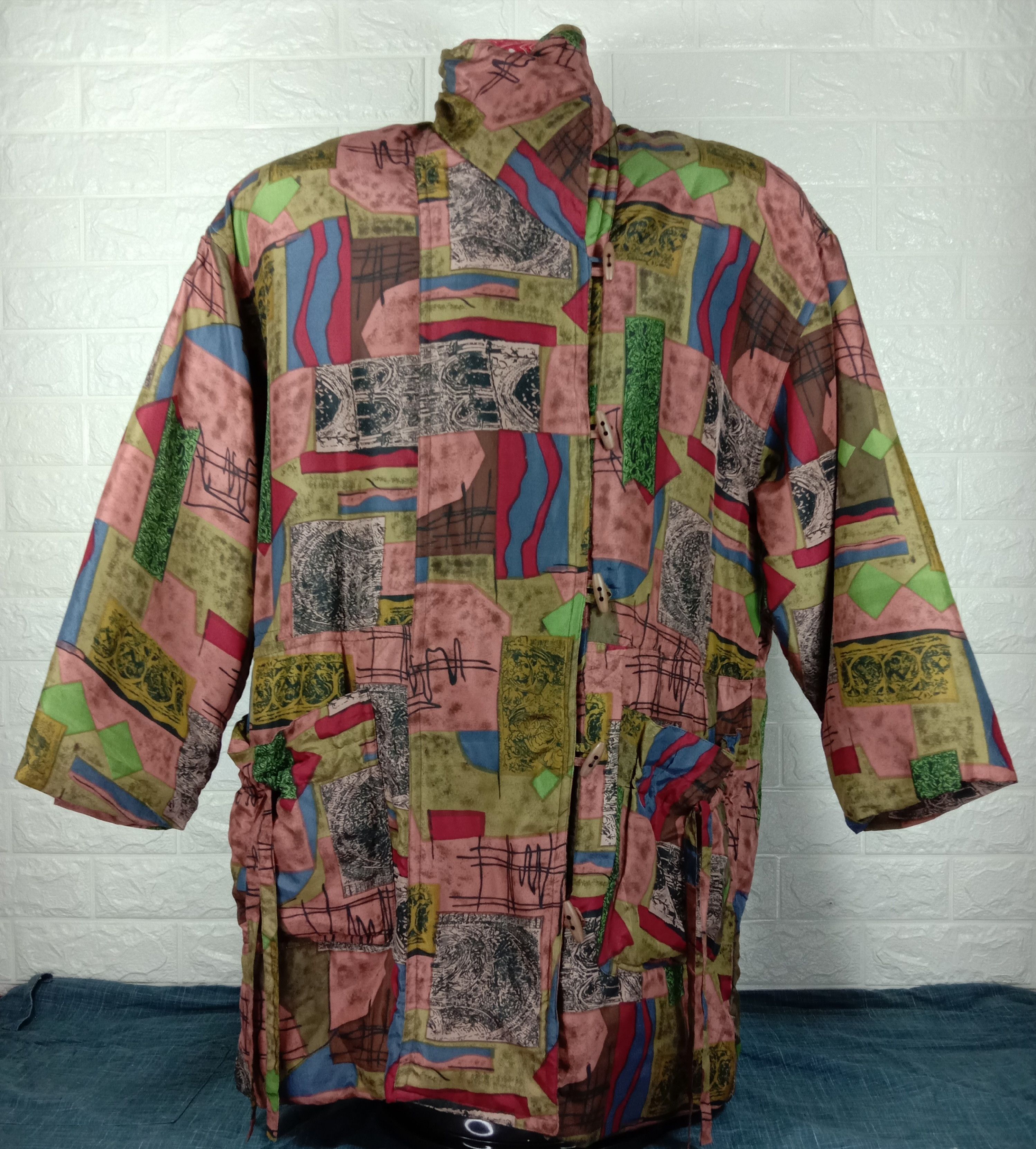 Vintage Vintage Art Design Silk Long Coat Jacket Size US XL / EU 56 / 4 - 1 Thumbnail