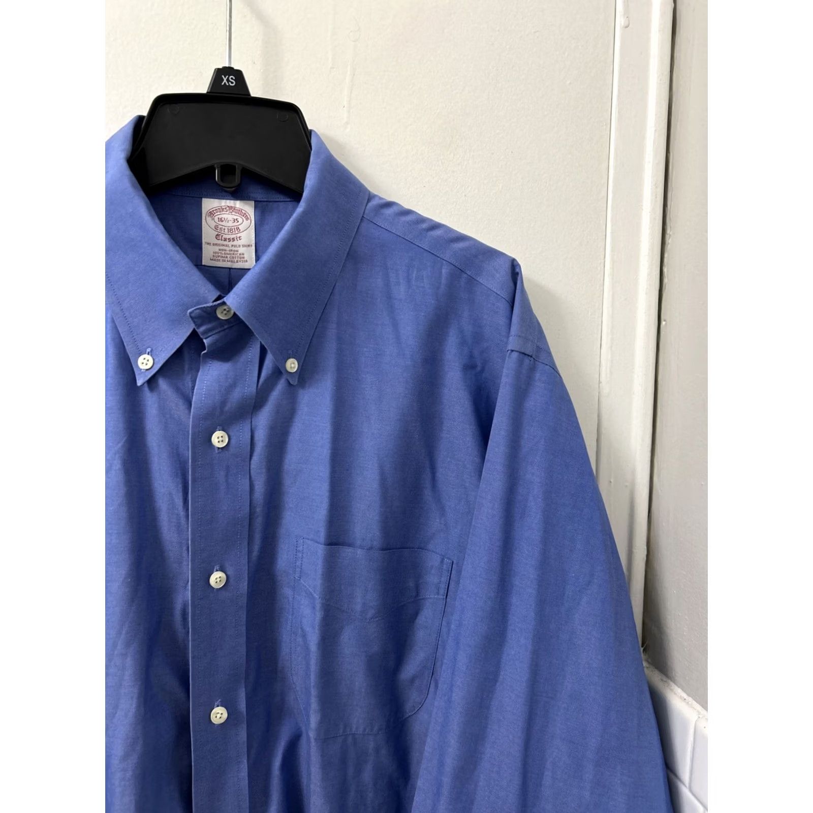 Brooks Brothers Brooks Brothers Original Polo Shirt Mens Sz 16.5 Blue Oxford Classic Supima L/S Shirt Size US XL / EU 56 / 4 - 4 Thumbnail