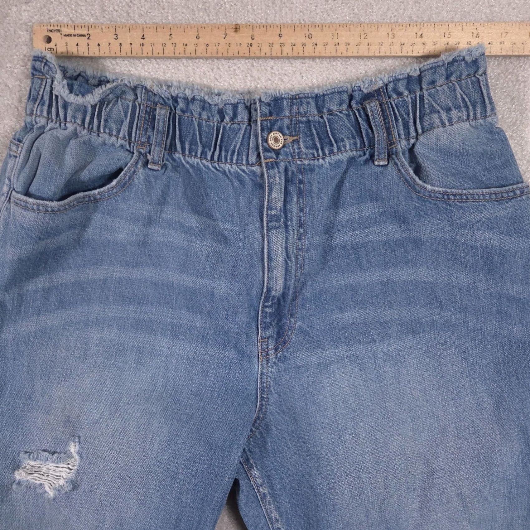 Vintage KanCan Jeans Womens 15/31 Blue Medium Wash High Rise Paperbag Distressed Jeans Size 36" / US 14 / IT 50 - 7 Thumbnail