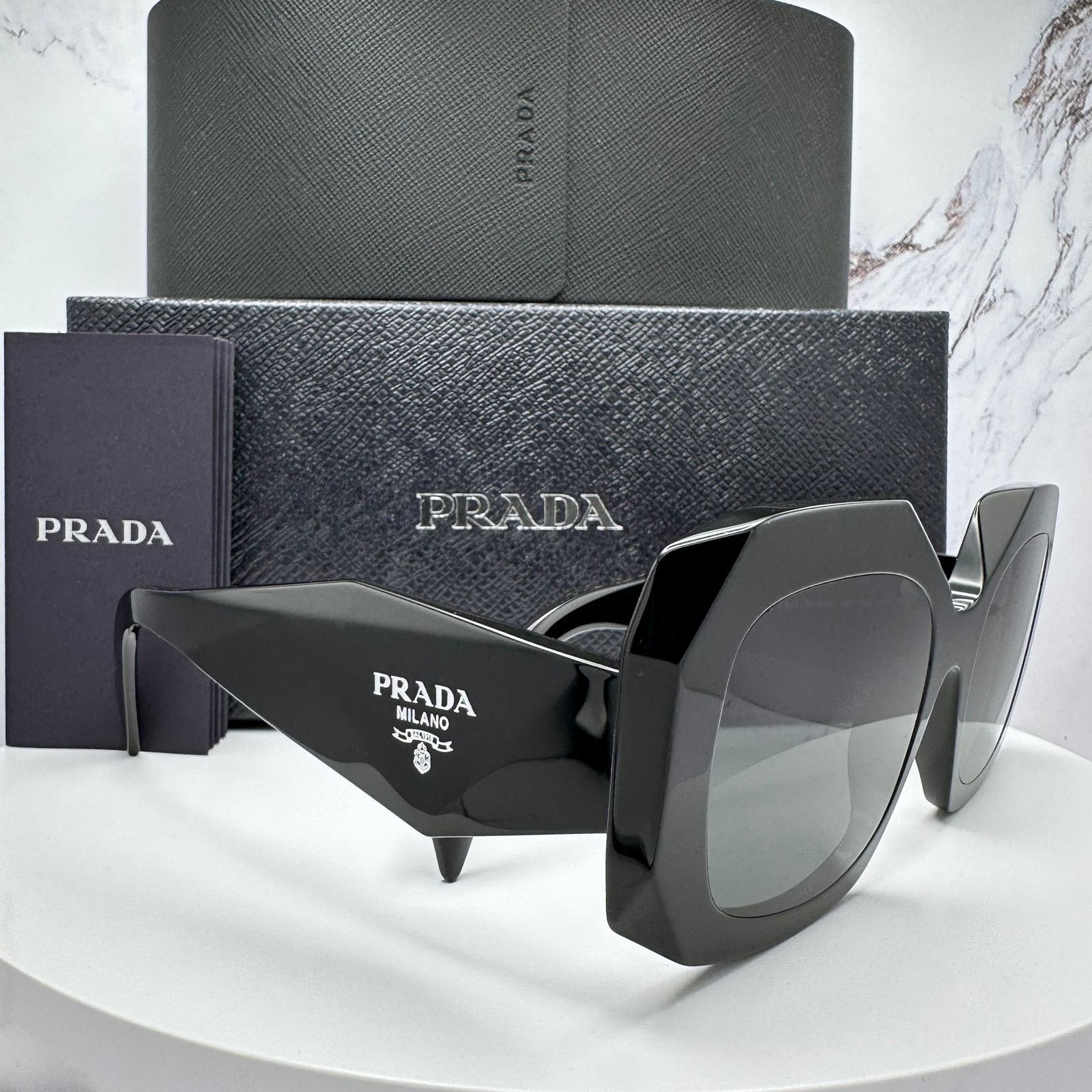 Prada New PRADA Sunglasses Black Silver Symbole Logo Oversized Size ONE SIZE - 2 Thumbnail