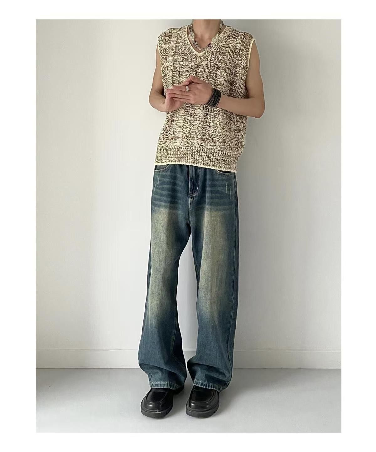 Japanese Brand × Jean Blue washed distressed straight-leg loose-fitting jeans Size US 32 / EU 48 - 3 Thumbnail