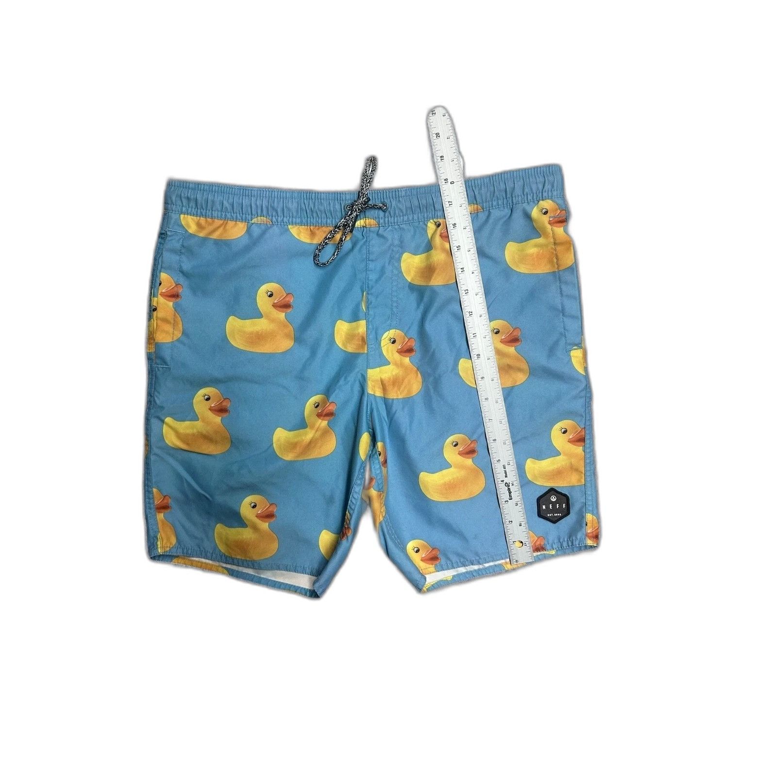 Vintage Neff Swim Trunks Shorts Rubber duck Drawstring Blue Mens Sma Size US 26 / EU 42 - 4 Thumbnail