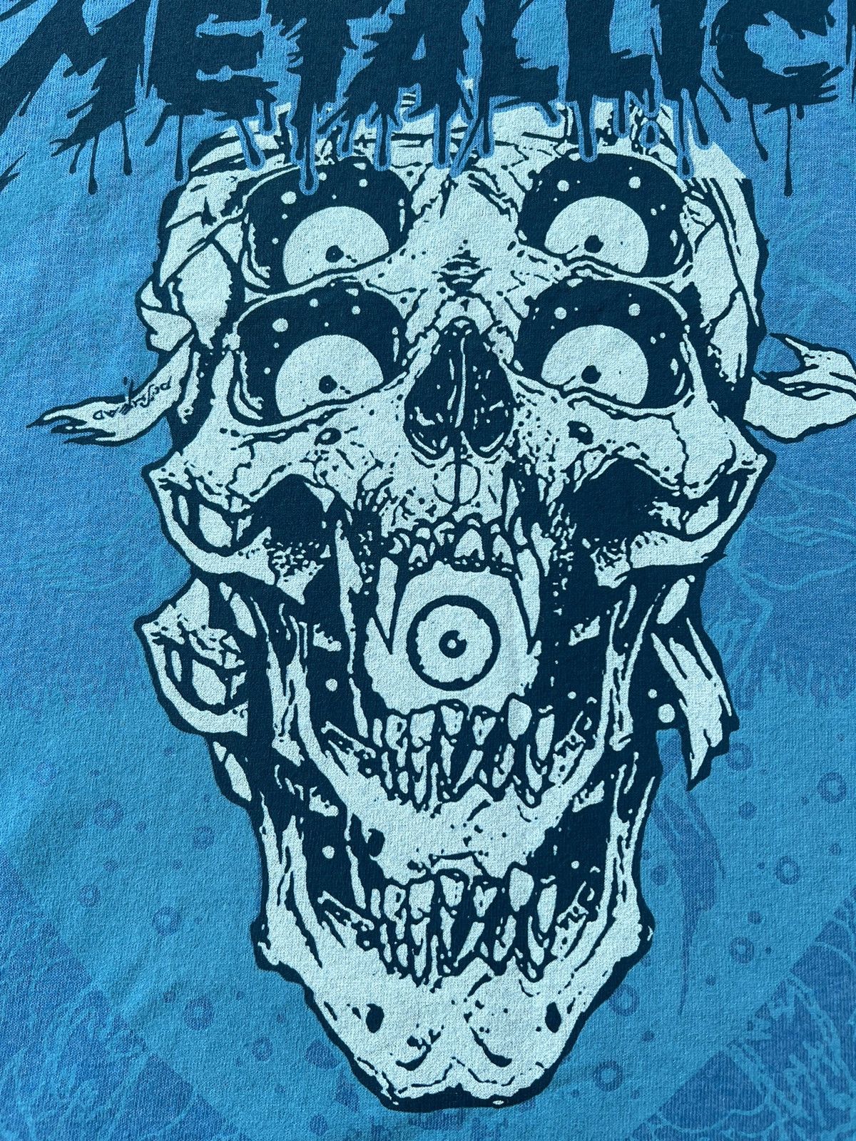Band Tees Vintage 2010s Metallica Pushead Women Blue T-shirt Size M / US 6-8 / IT 42-44 - 4 Thumbnail