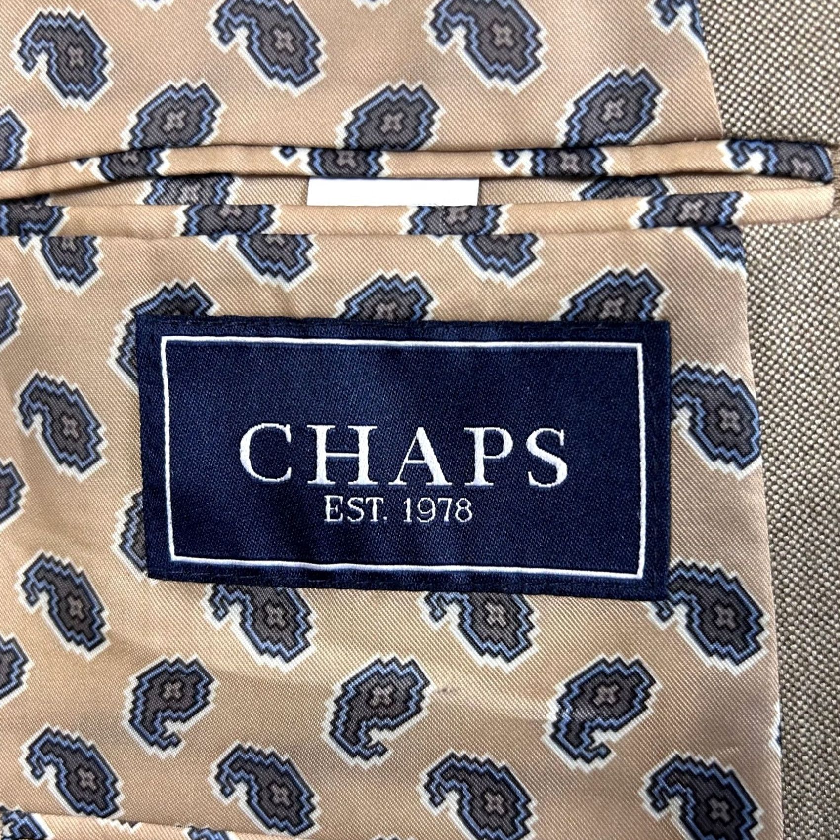 Chaps Chaps Sport Coat Beige Two Button Vented Polyester Rayon Paisley Lined 50R Size US M / EU 48-50 / 2 - 3 Thumbnail