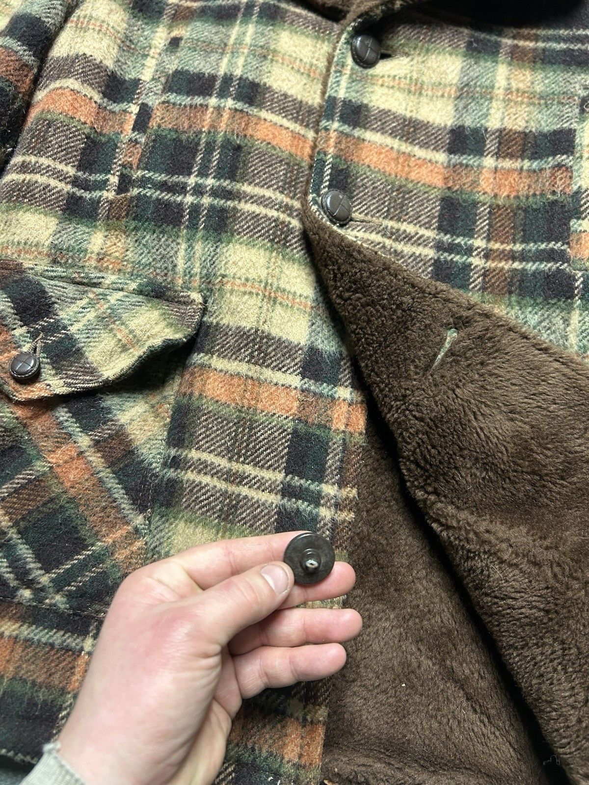 Vintage 1960s Towncraft wool mackinaw jacket faux fur lined medium Size US M / EU 48-50 / 2 - 2 Thumbnail