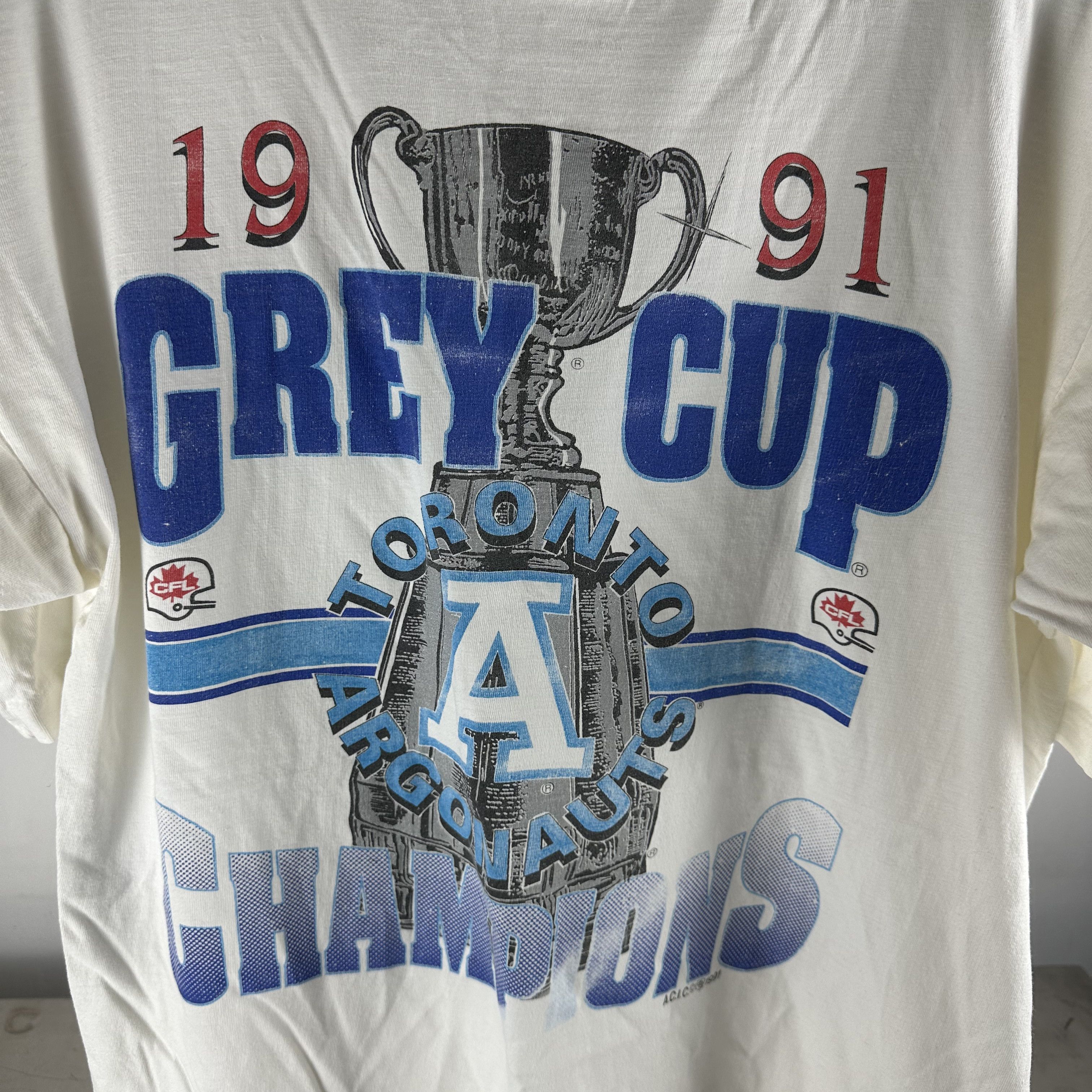 Vintage 1991 Toronto Argonauts CFL Grey Cup Champions T-Shirt Size US XL / EU 56 / 4 - 2 Thumbnail